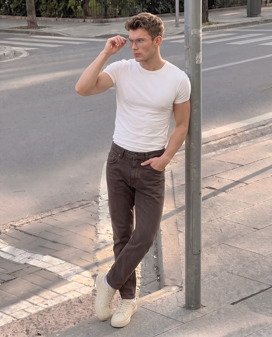 Pantaloni slim fit 5 tasche comfort - Moro