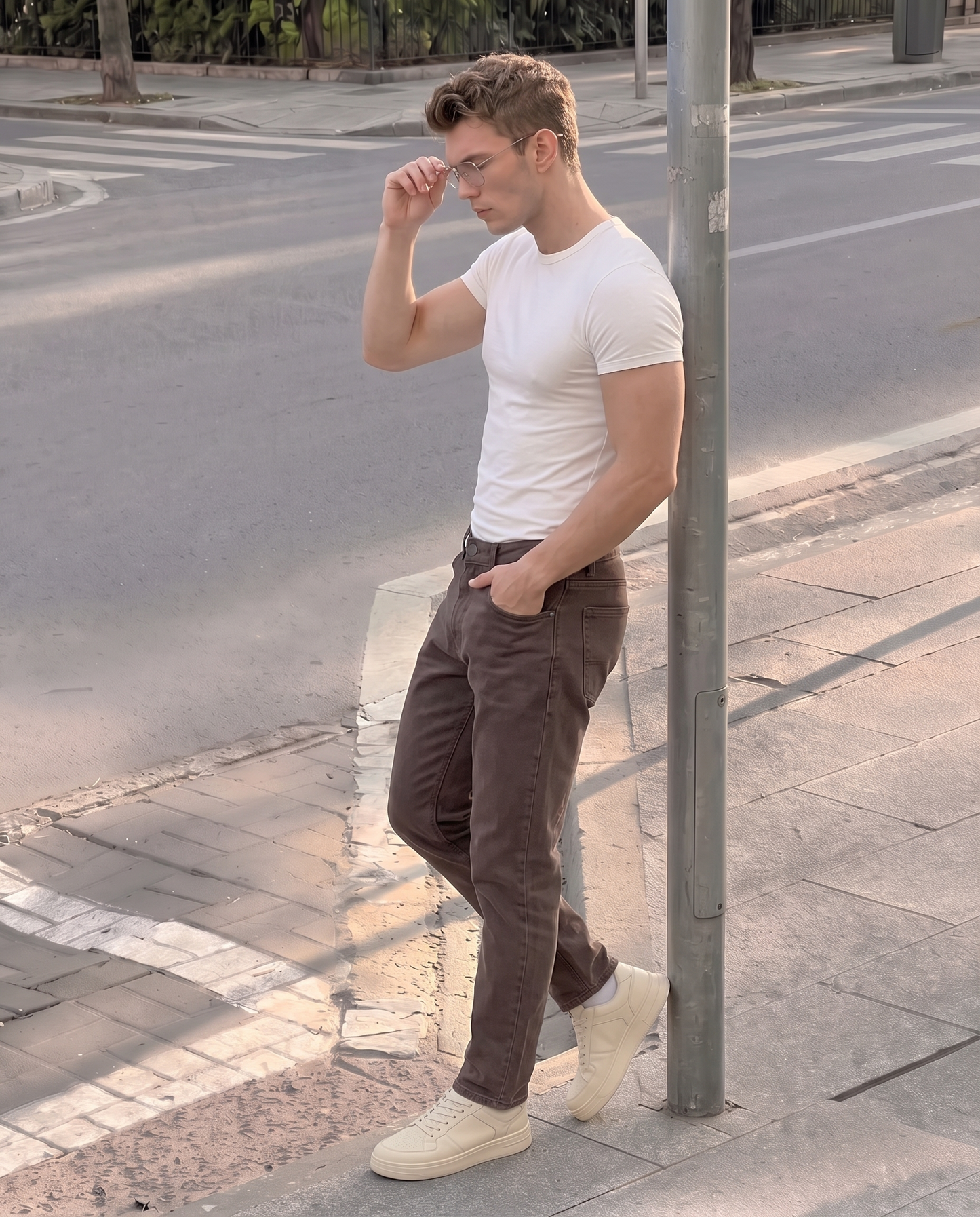 Pantaloni slim fit 5 tasche comfort - Moro