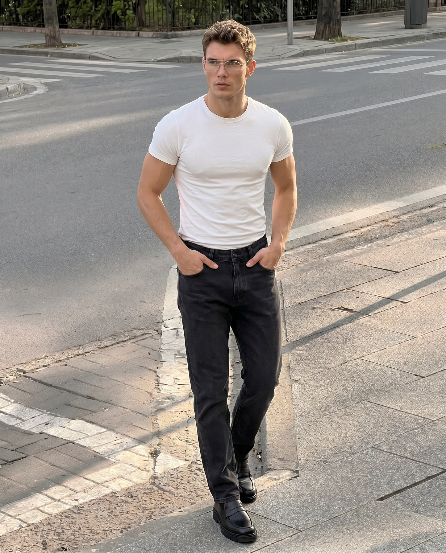 Slim fit 5-pocket comfort pants - Black