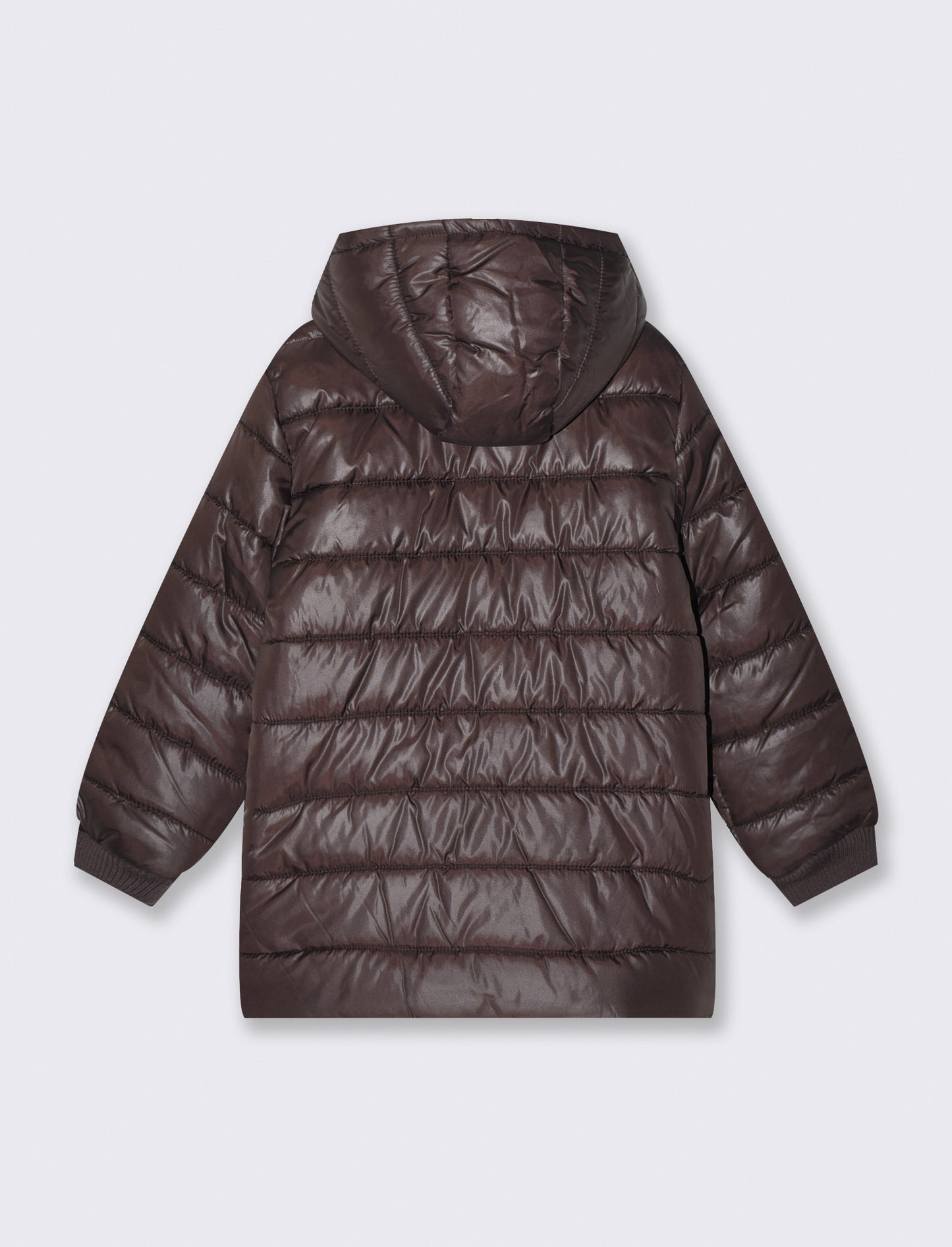 Basic Long Jacket with Printed Lining - Brown