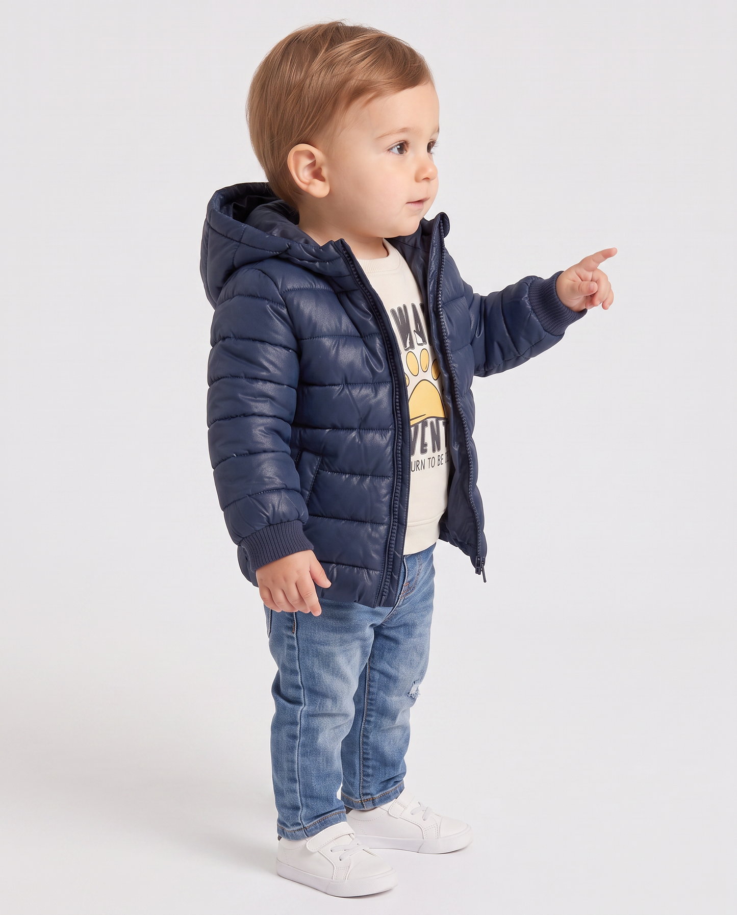 Basic quilted jacket with printed lining - Blue