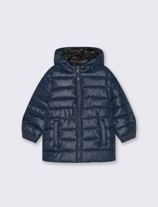 Giaccone trapuntato basico con fodera stampata - Blu