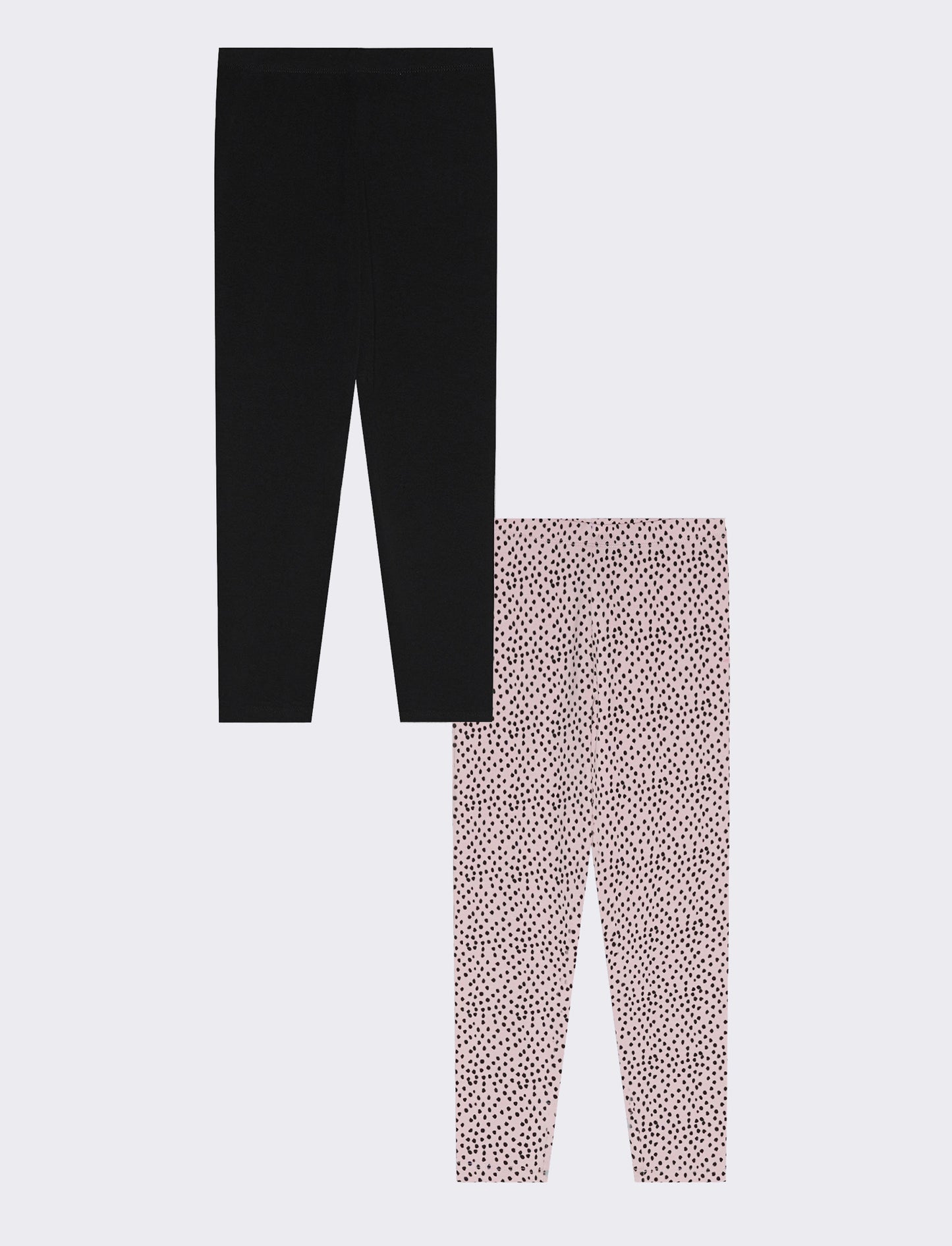 Set 2 pezzi leggings elasticizzati uniti e stampati - Nero-rosa