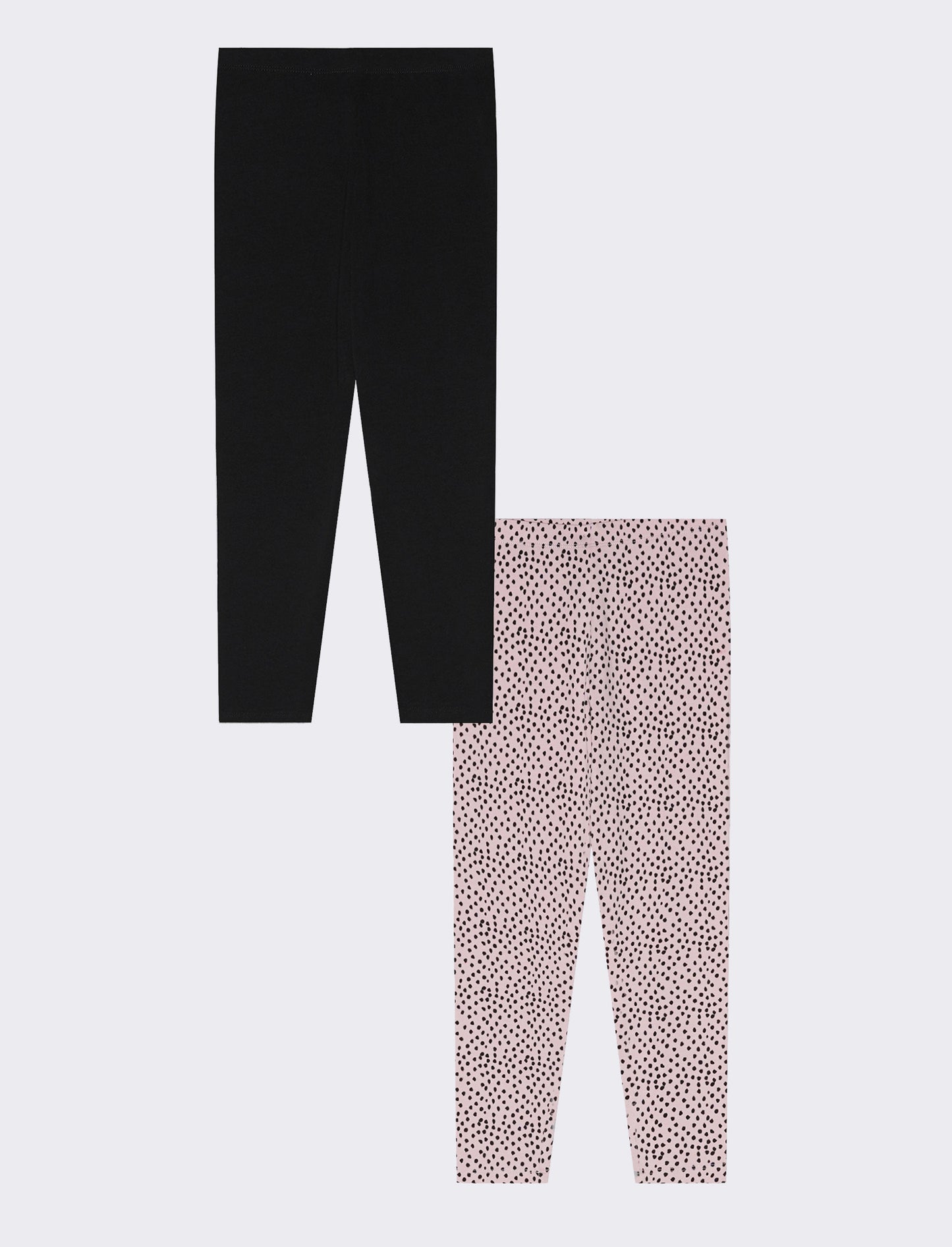Set 2 pezzi leggings elasticizzati uniti e stampati - Nero-rosa
