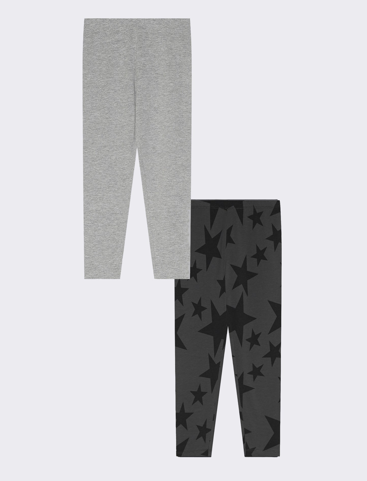 Set 2 pezzi leggings elasticizzati uniti e stampati - Nero-grigio