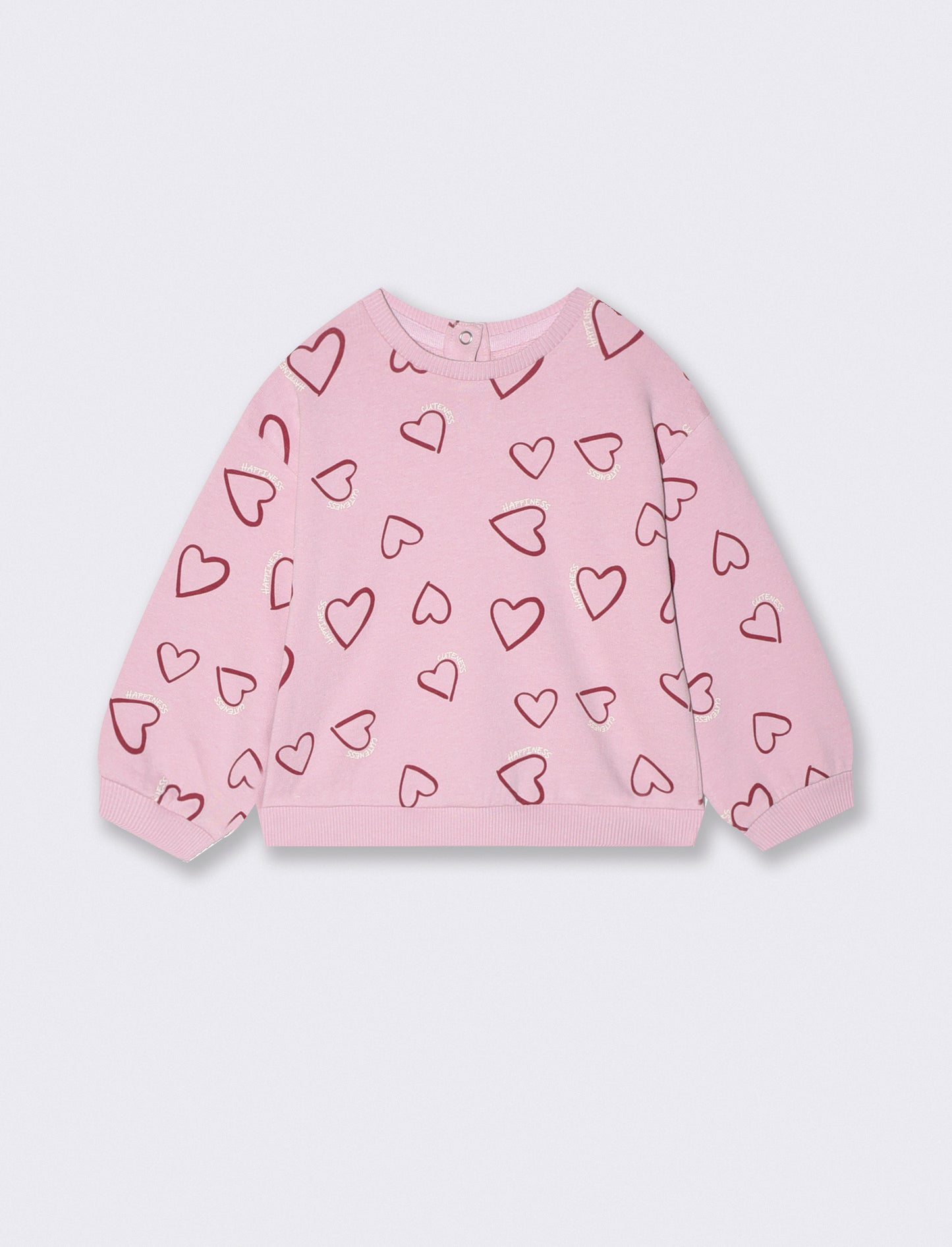 Felpa basica con stampa e maniche lunghe - Rosa polvere