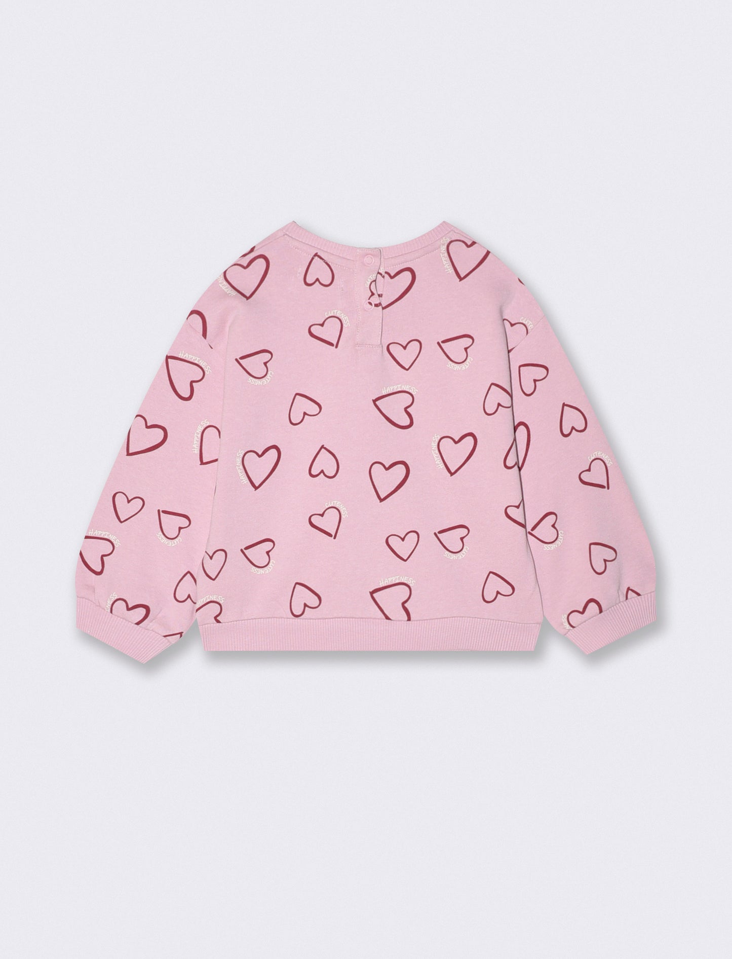 Basic sweatshirt with print and long sleeves - Pink