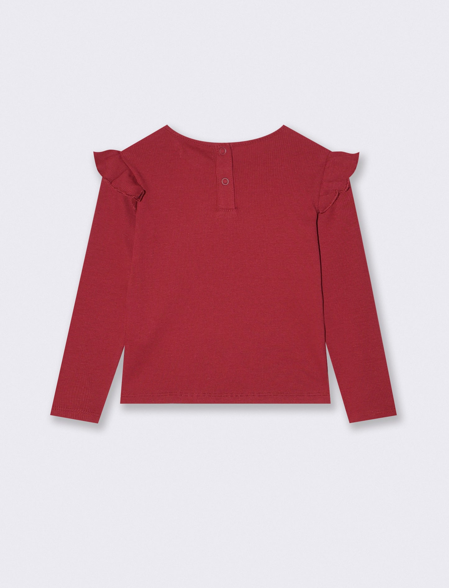 T-shirt in costina con ricamo elegante - Bordeaux