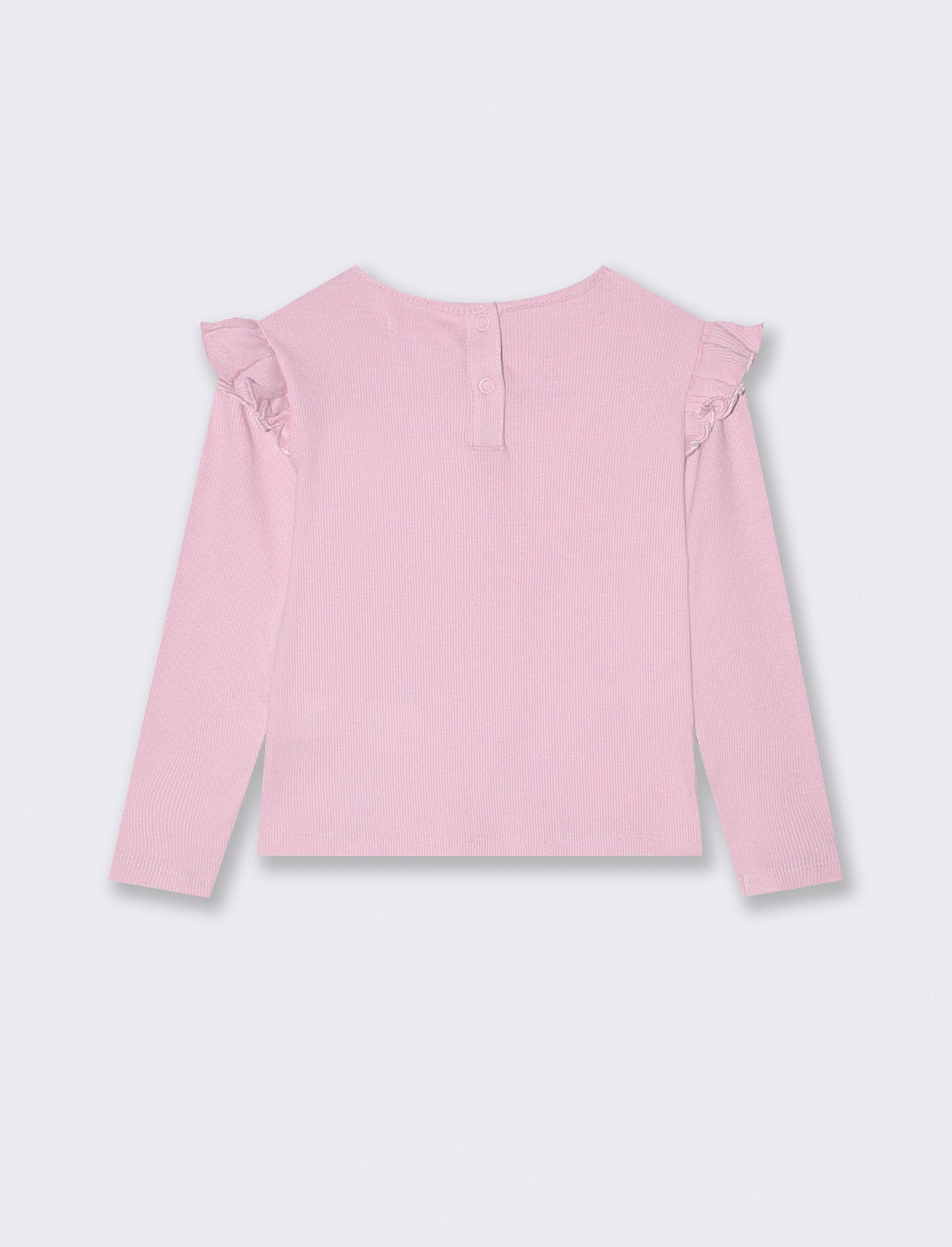 T-shirt in costina con ricamo elegante - Rosa polvere