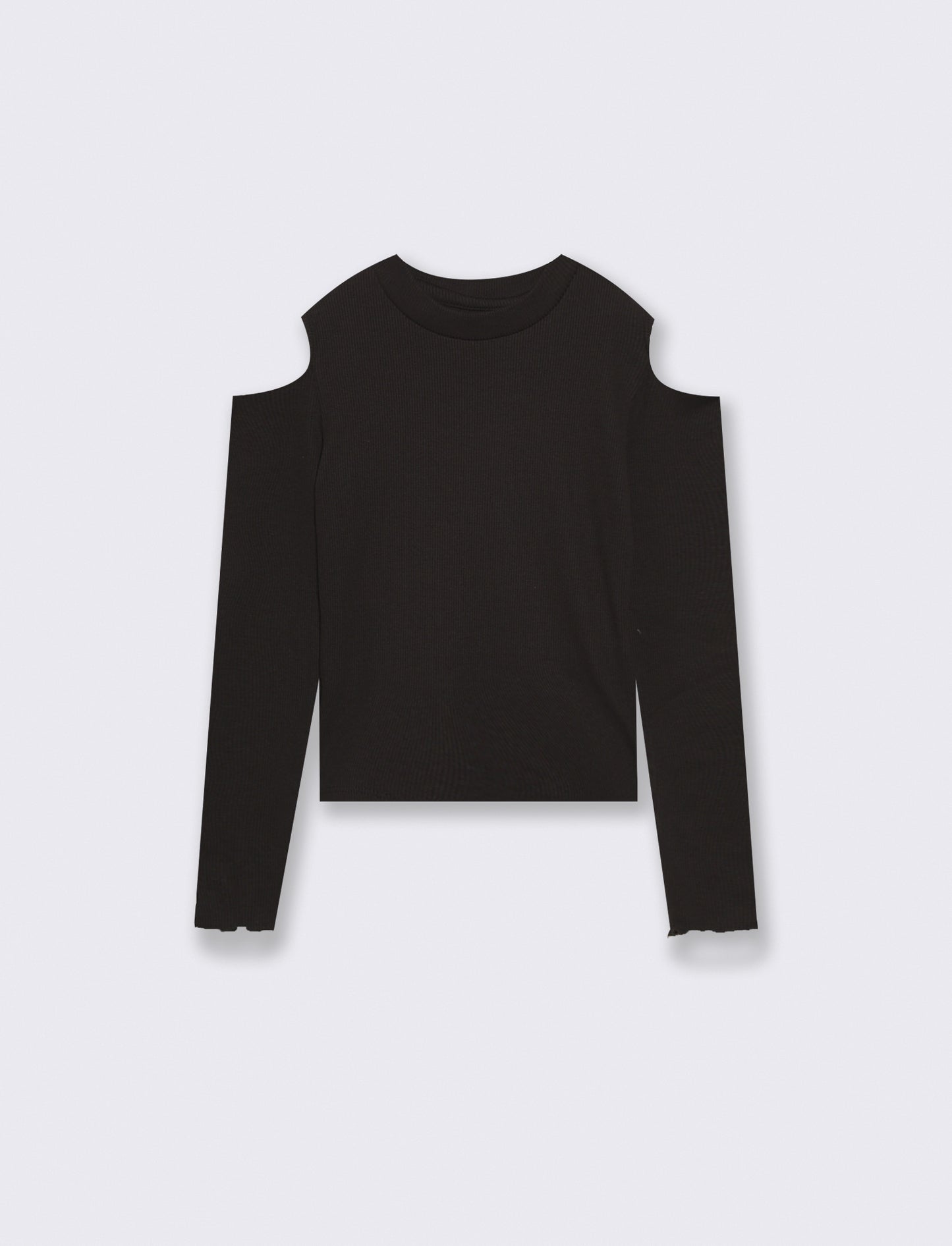 T-shirt manica lunga costina bambina - Nero