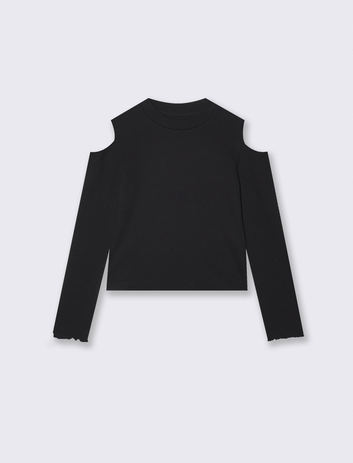 T-shirt manica lunga costina bambina - Nero