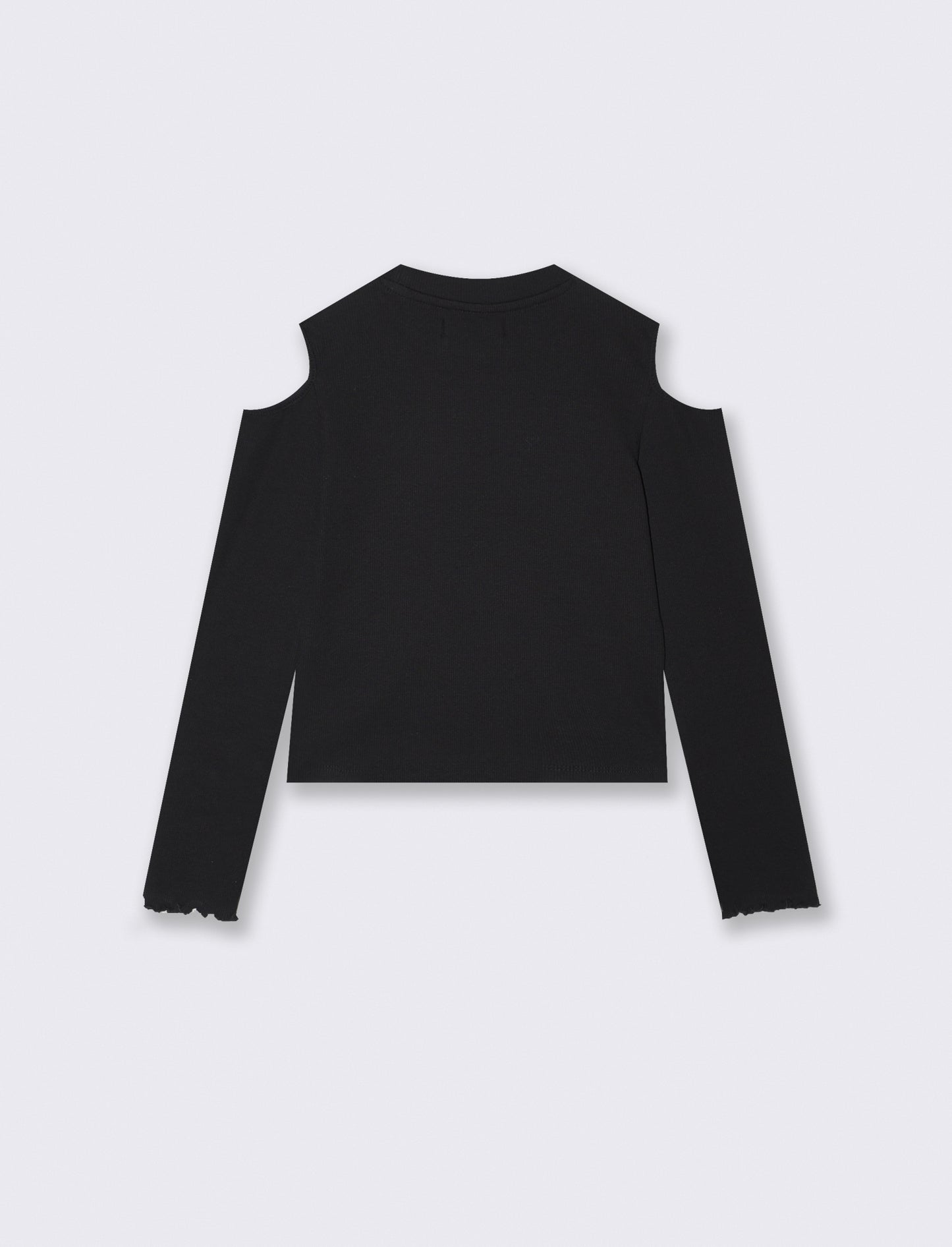 T-shirt manica lunga costina bambina - Nero