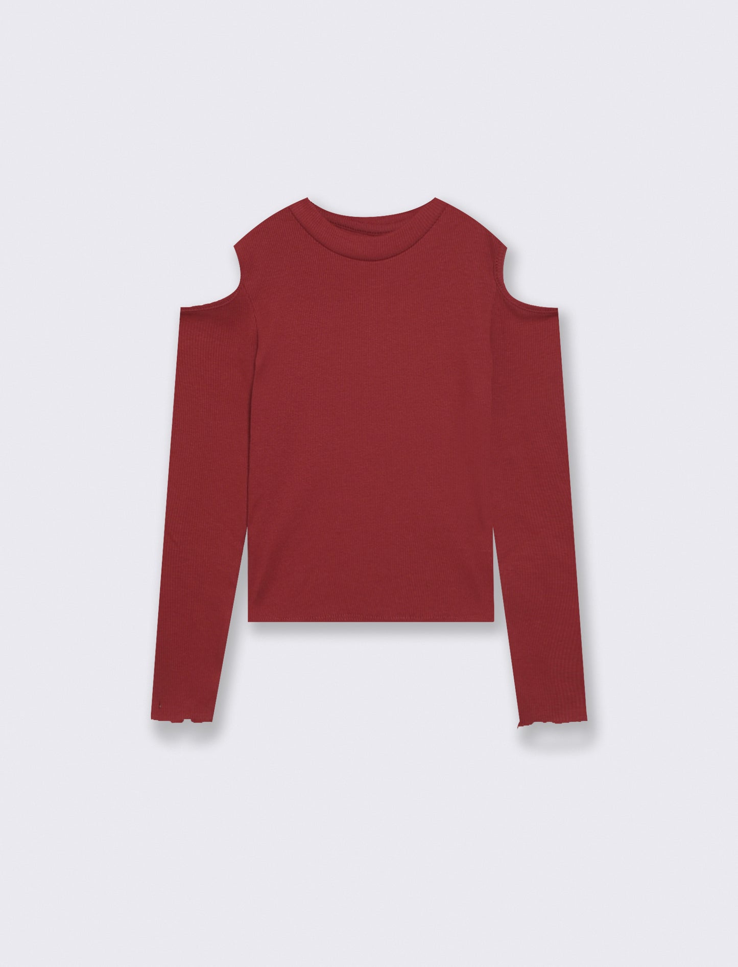 Long sleeve ribbed T-shirt for girls - Red
