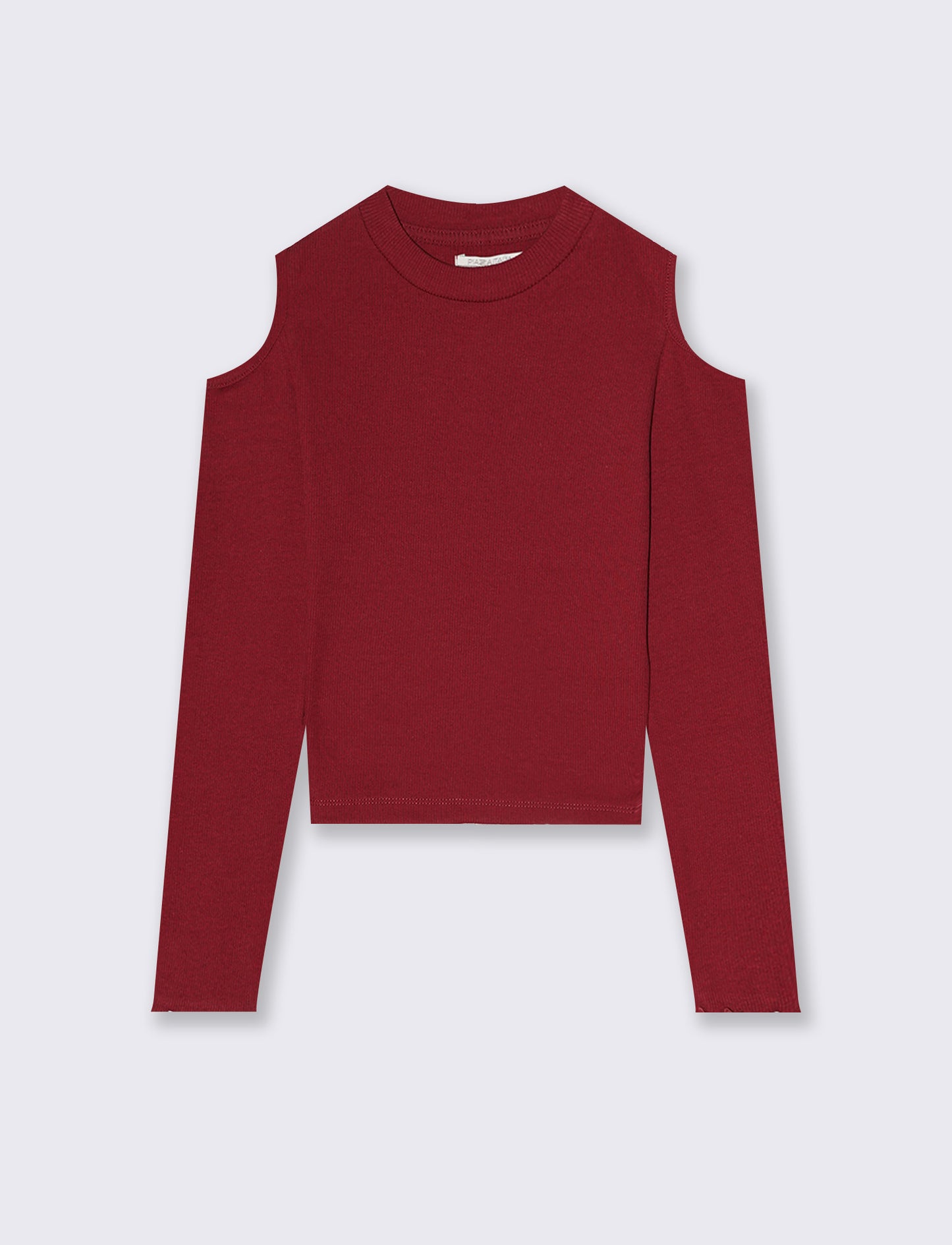 T-shirt manica lunga costina bambina - Bordeaux