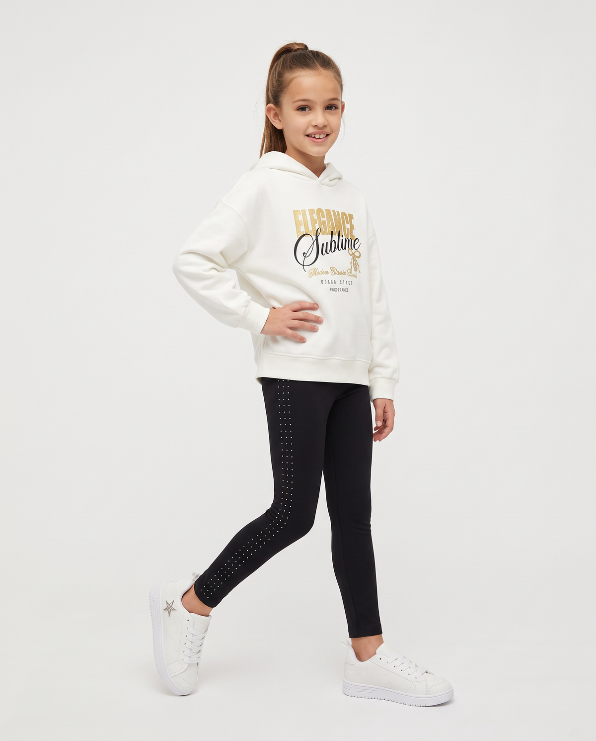 Interlock Leggings with Side Studs - Black