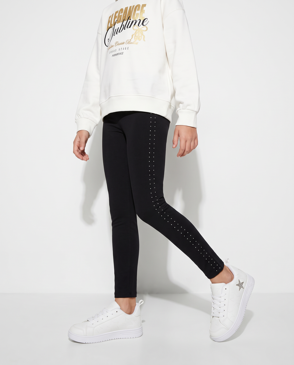 Interlock Leggings with Side Studs - Black