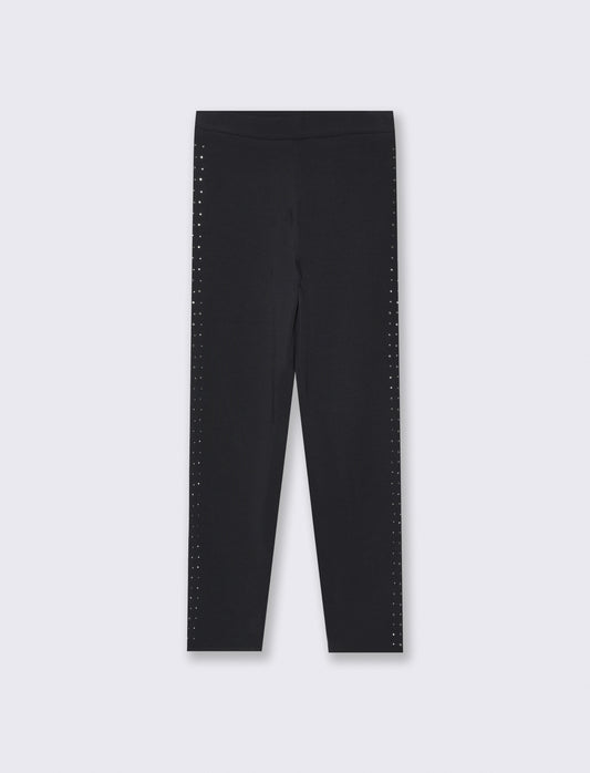 Leggings in interlock con borchie laterali - Nero