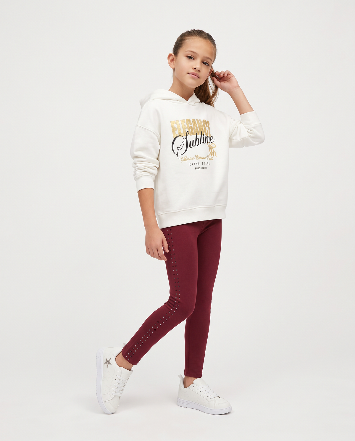 Interlock Leggings with Side Studs - Red