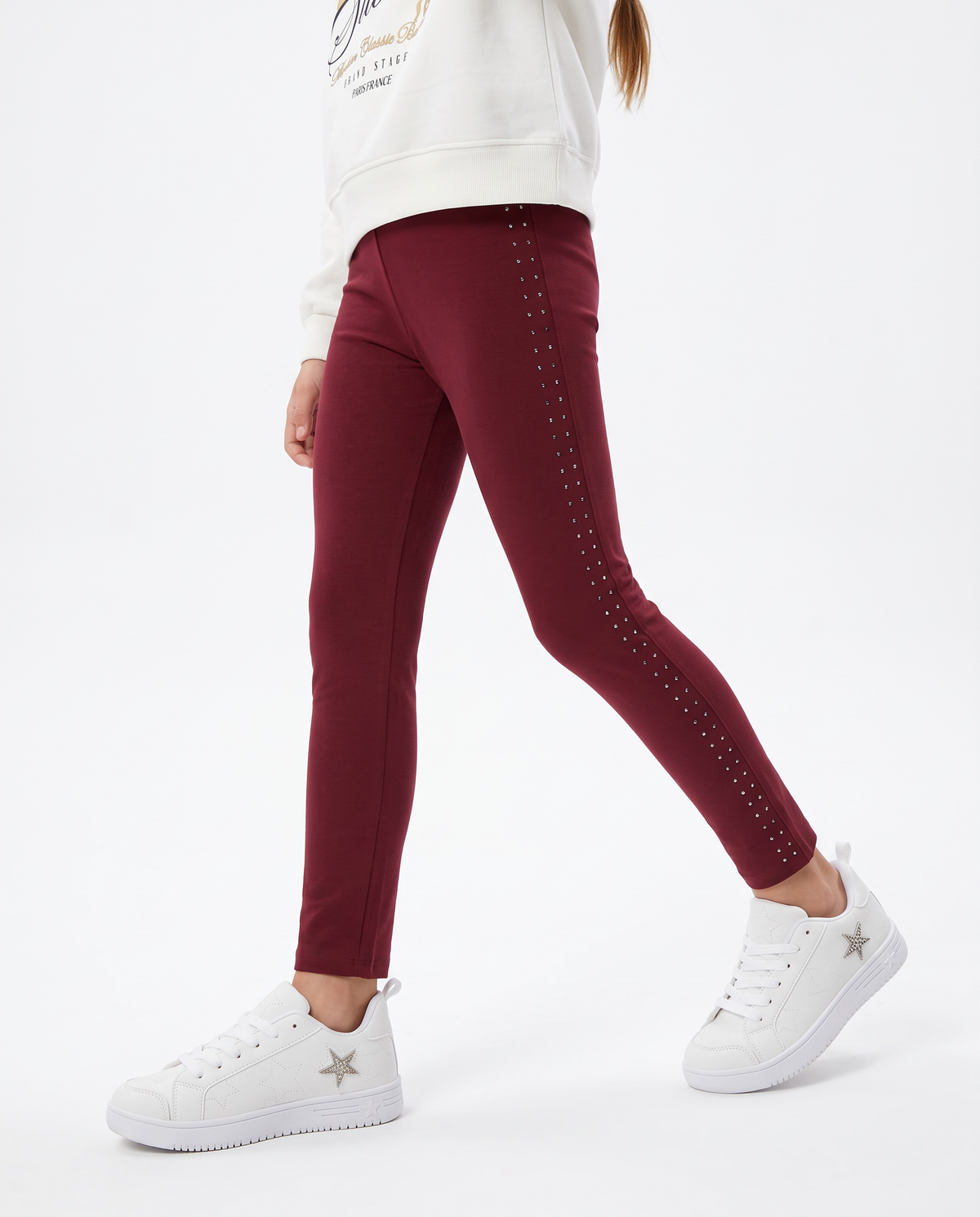 Interlock Leggings with Side Studs - Red