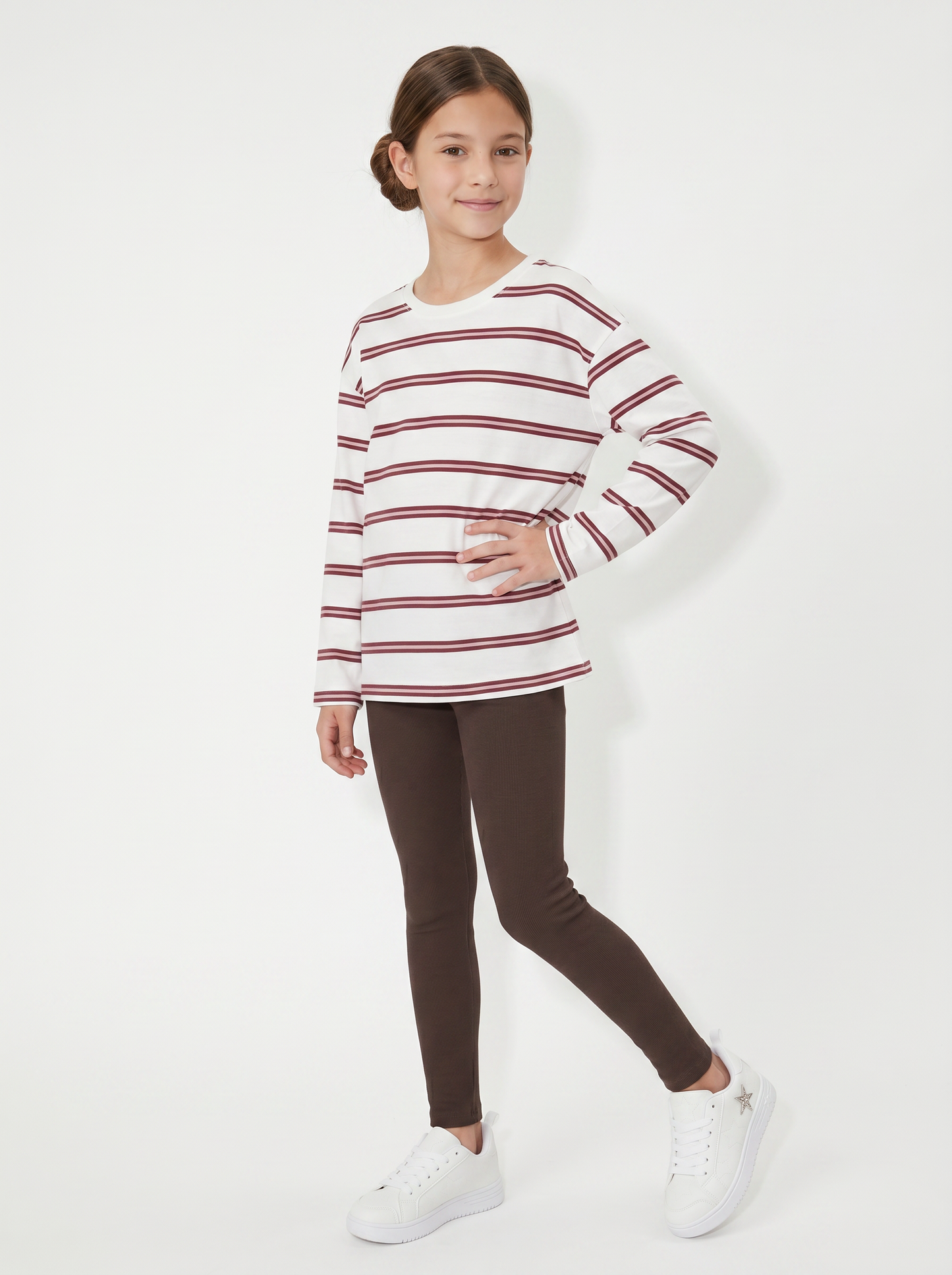 Leggings morbidi in costina elastica - Marrone cioccolato