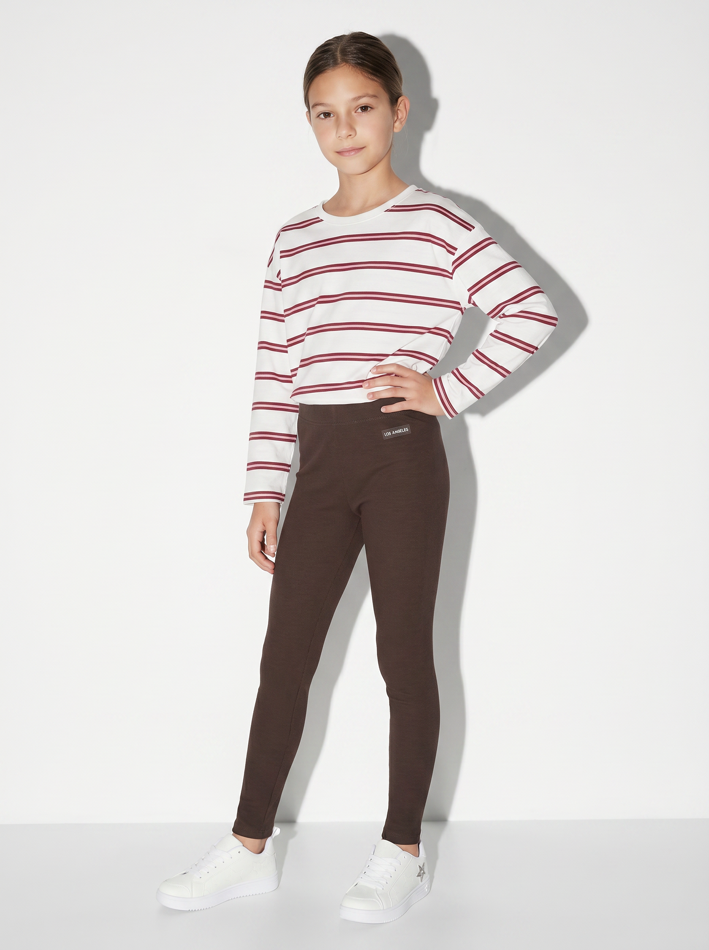 Leggings morbidi in costina elastica - Marrone cioccolato