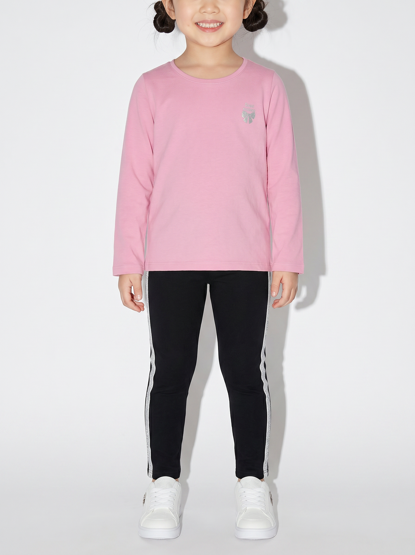 Cotton leggings with side lurex band - Black