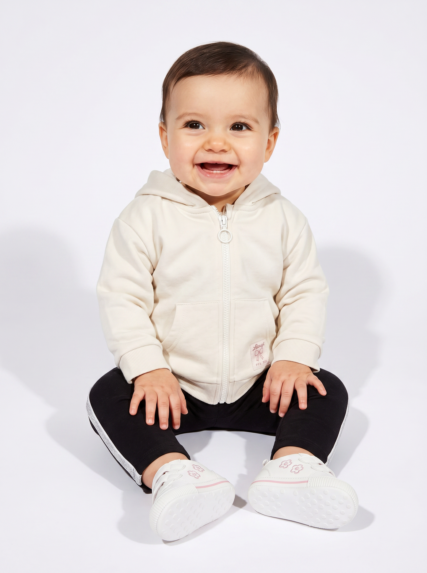 Cotton leggings with side stripe - Black
