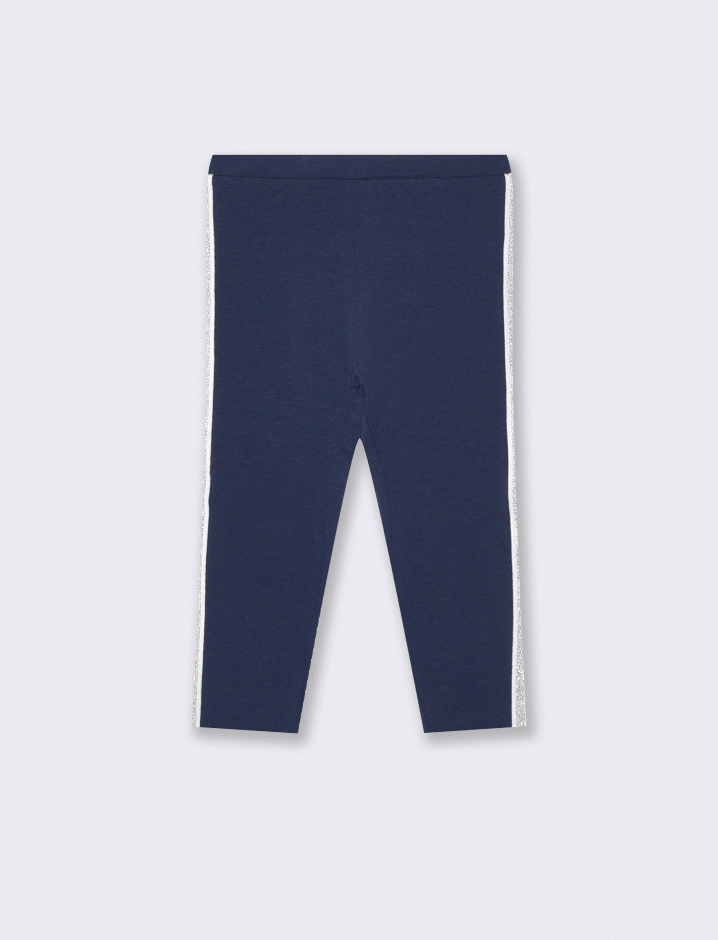 Cotton leggings with side stripe - Blue