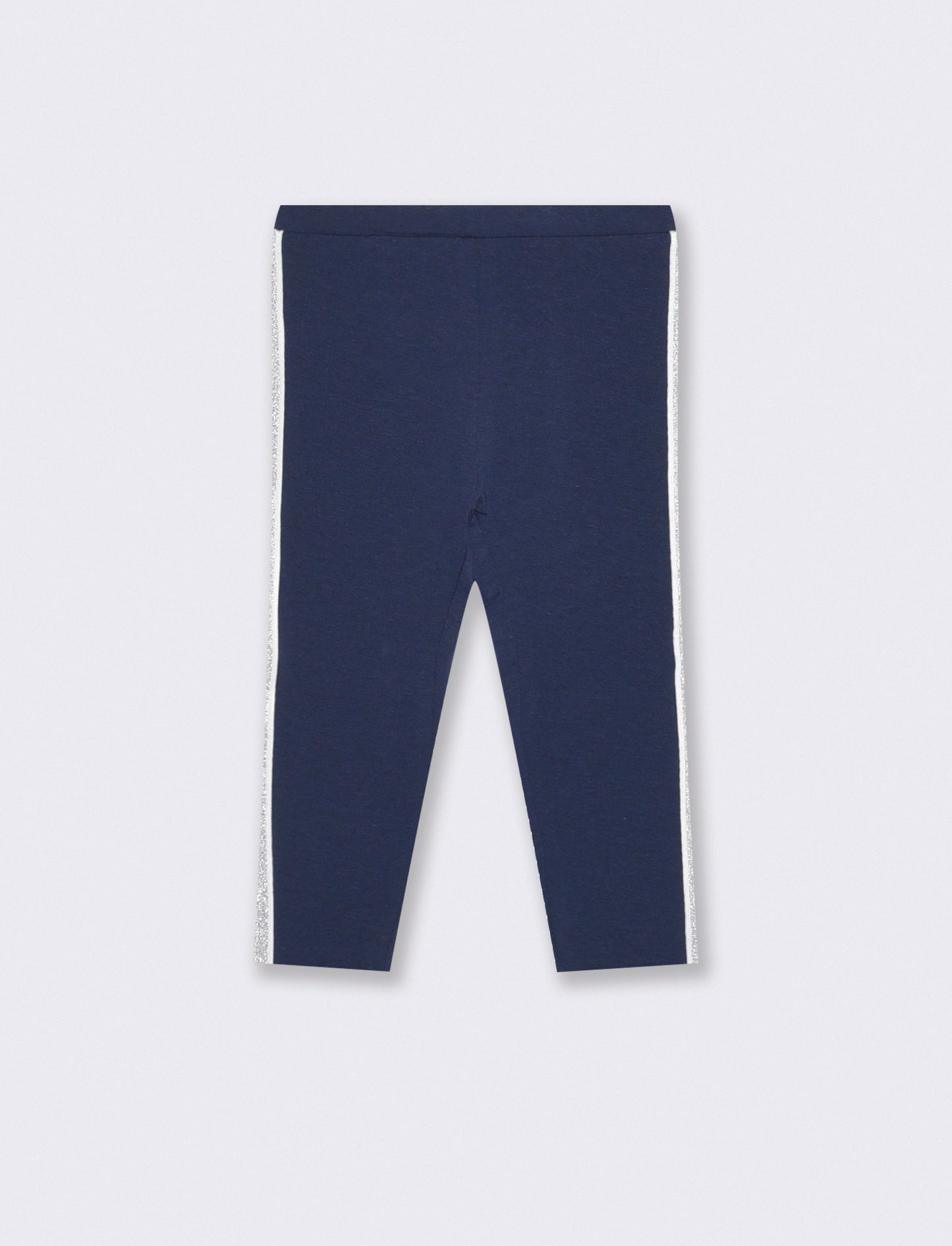 Leggings in cotone con banda laterale - Blu