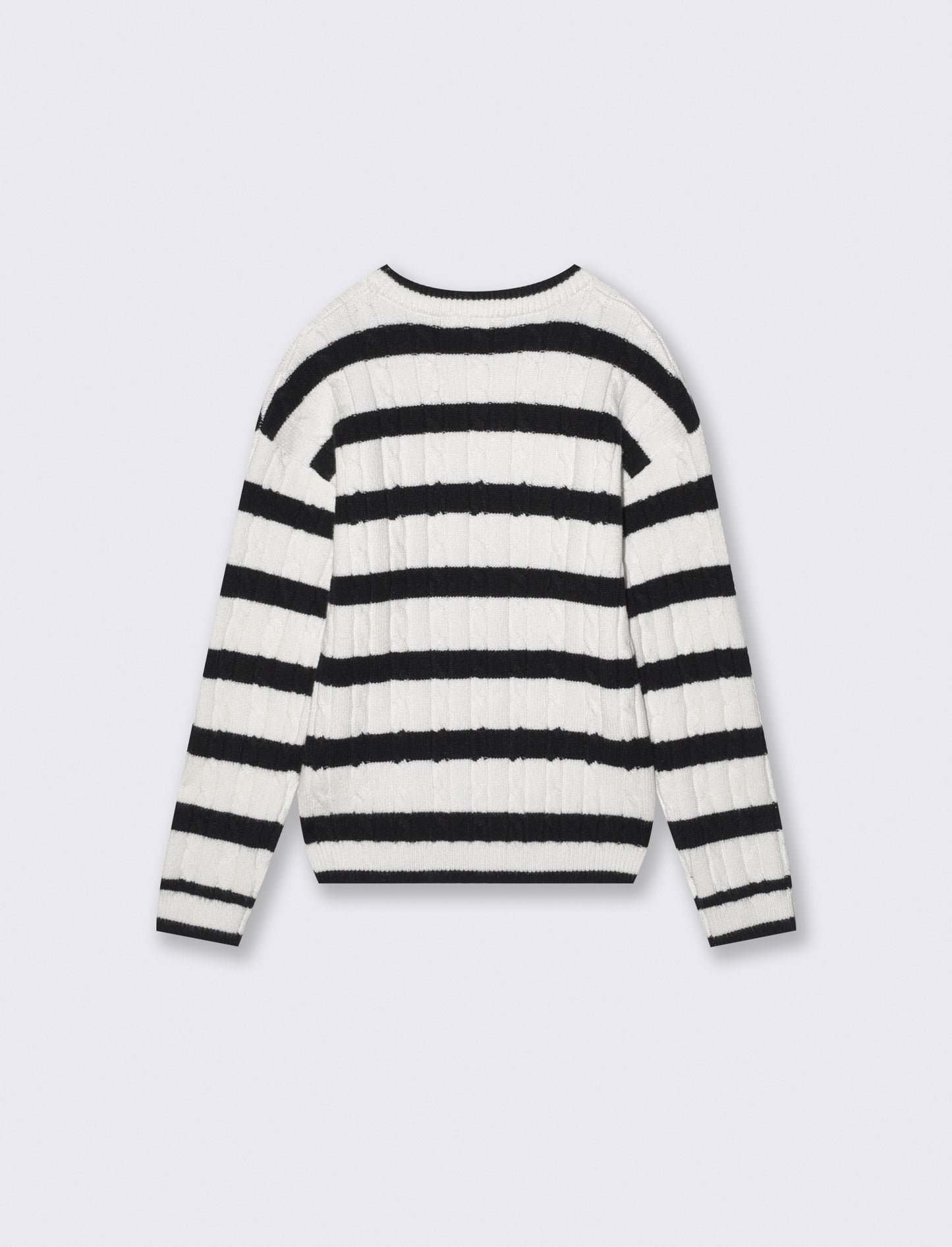 Maglione a righe con trecce verticali - Bianco-nero
