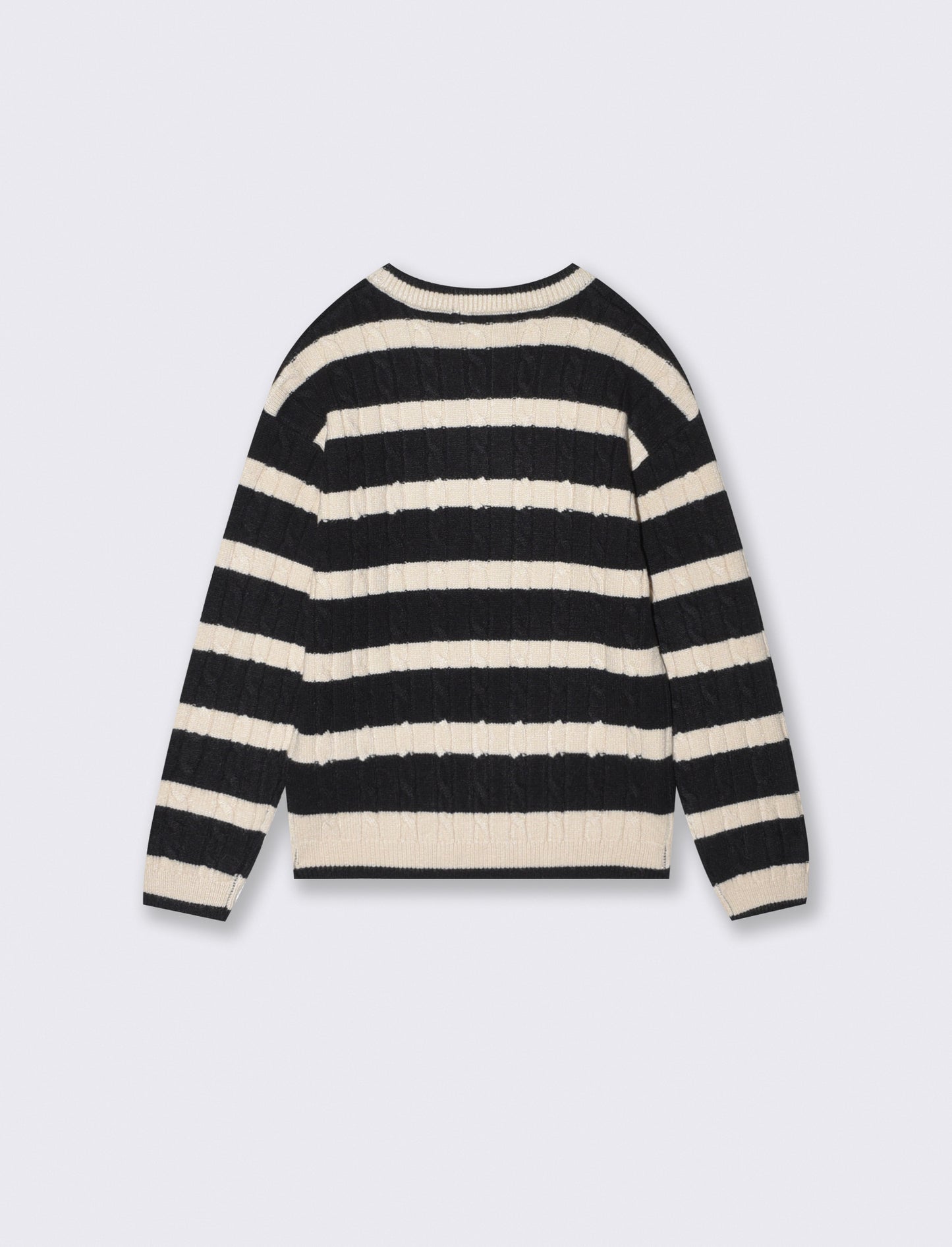 Maglione a righe con motivo a trecce - Beige-nero