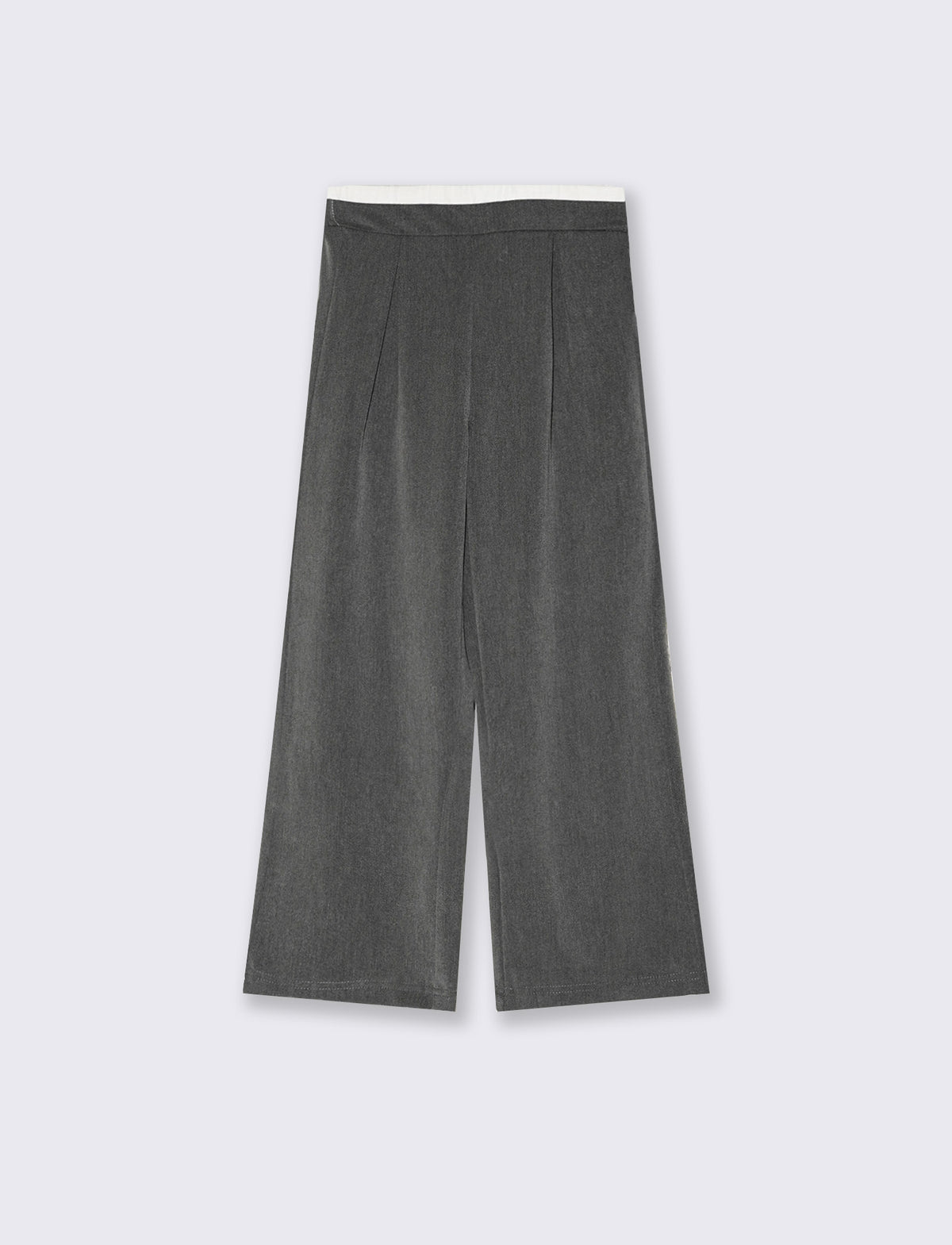 Wide Leg Girls' Trousers with Drawstring - Grey