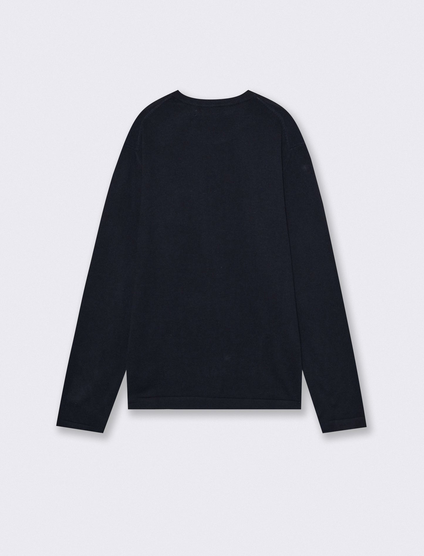 Viscose blend crew neck sweater with ribbing - Blue