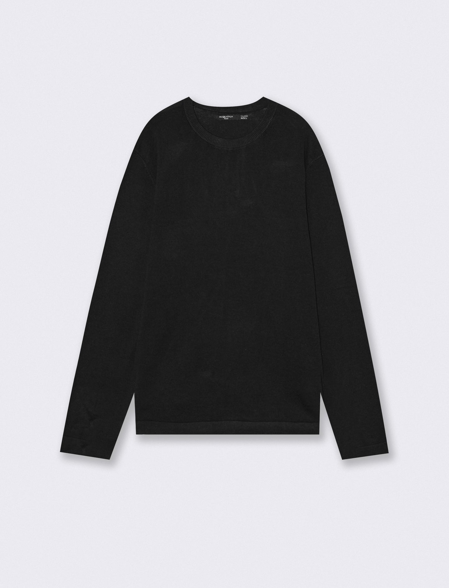 Viscose blend crew neck sweater with ribbing - Black