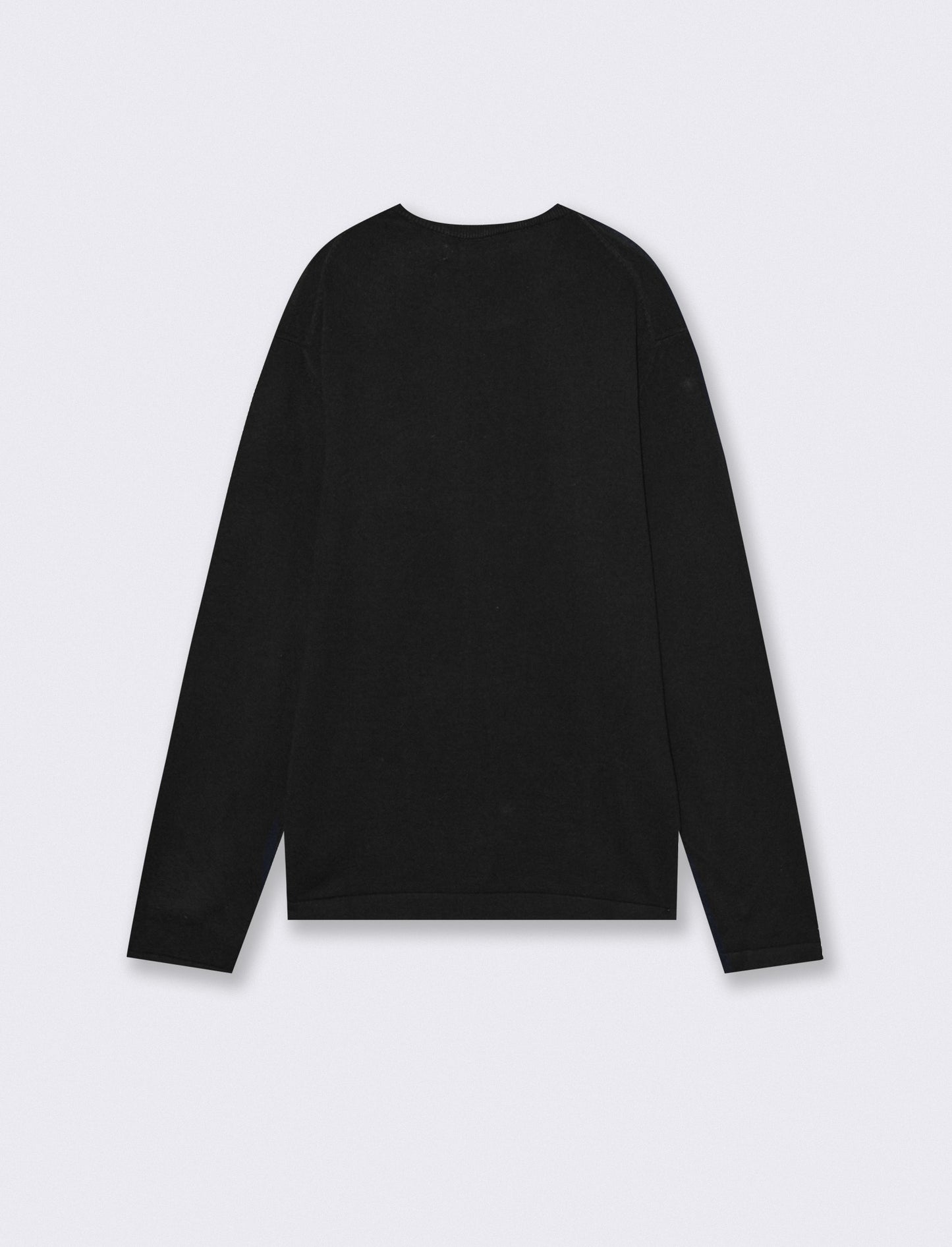 Viscose blend crew neck sweater with ribbing - Black