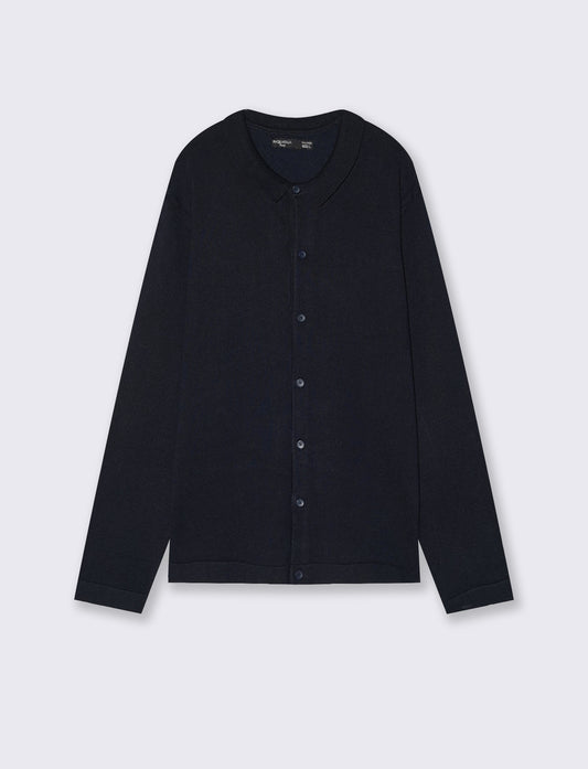 Maglia polo cardigan in misto viscosa - Blu