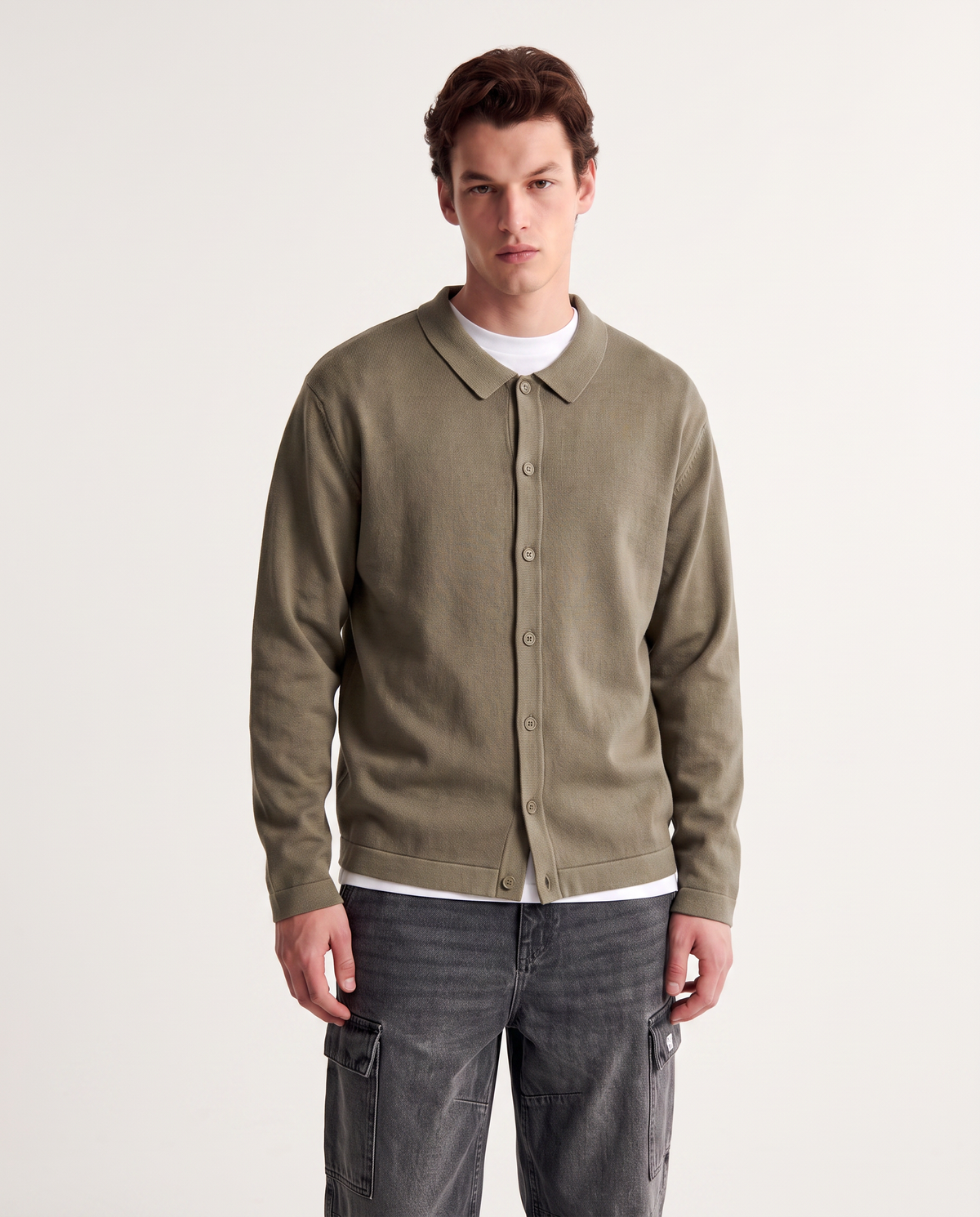Viscose blend polo cardigan - Green