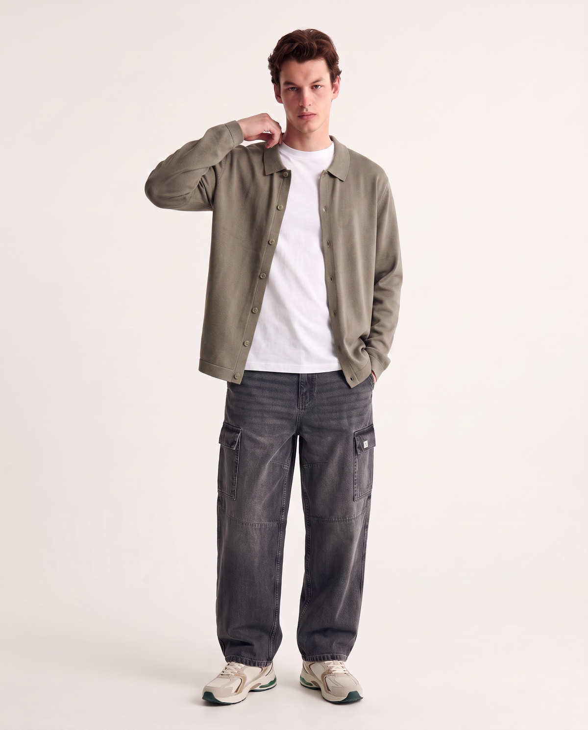 Viscose blend polo cardigan - Green