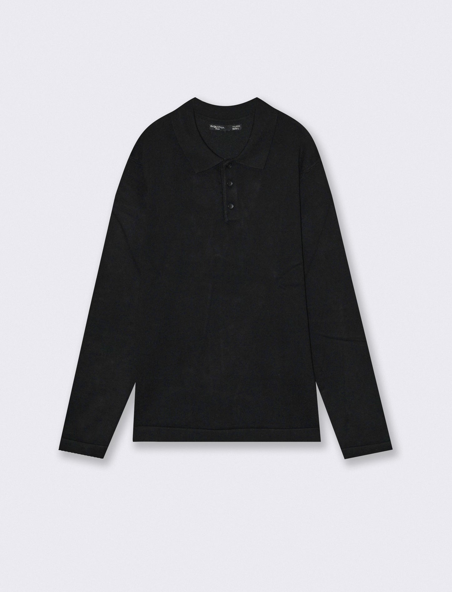 Polo Shirt in Viscose Blend with Collar - Black