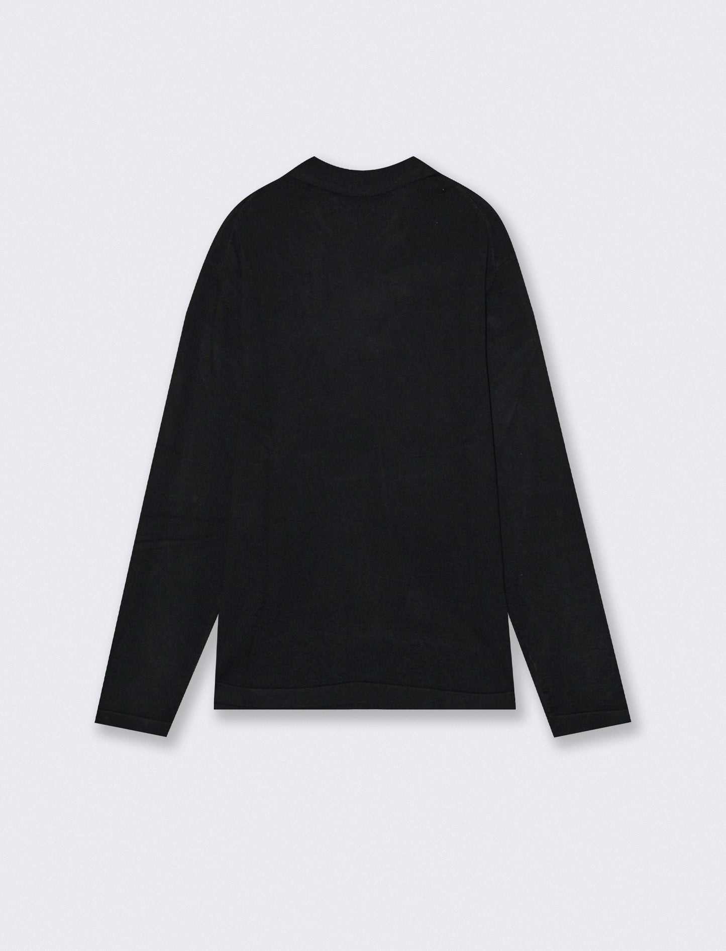 Polo Shirt in Viscose Blend with Collar - Black