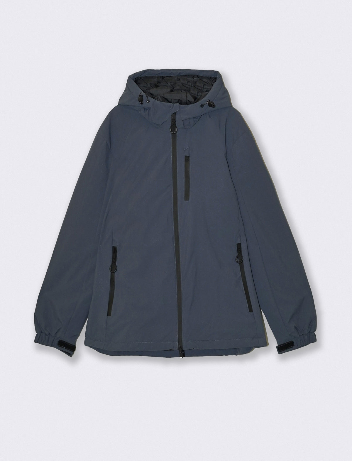 Padded Jacket with Hood and Zipper - Blue