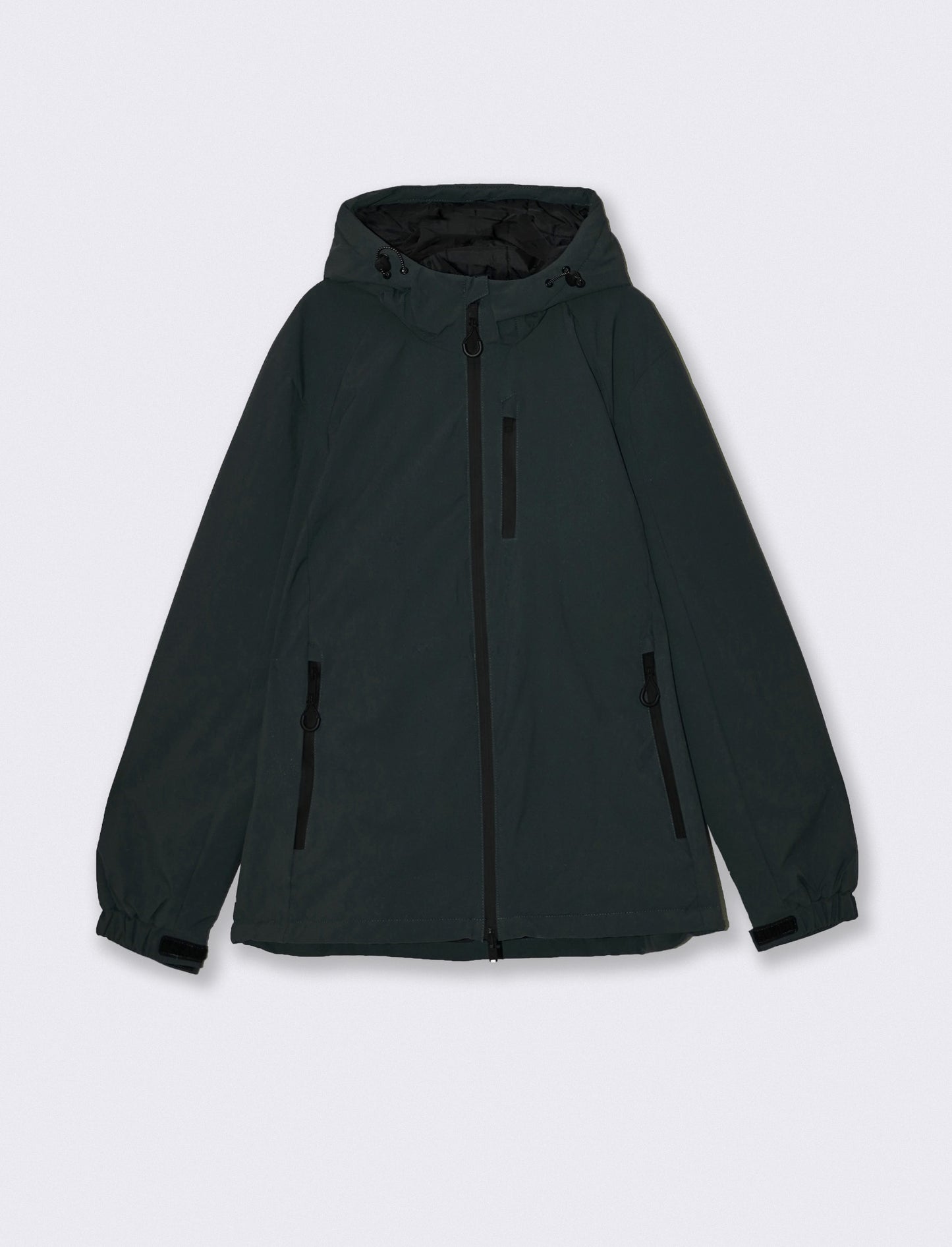 Padded Jacket with Hood and Zipper - Green