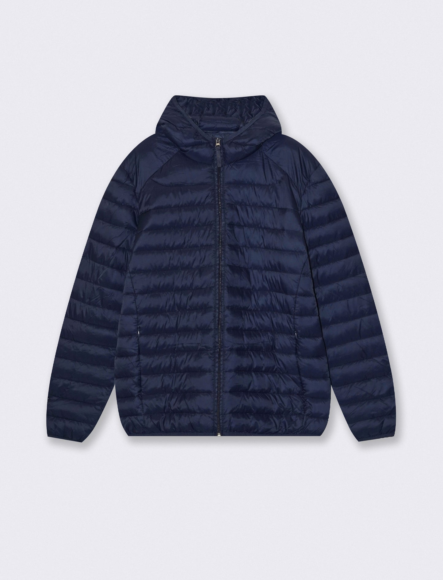 Giubbotto piumino con cappuccio e zip - Blu