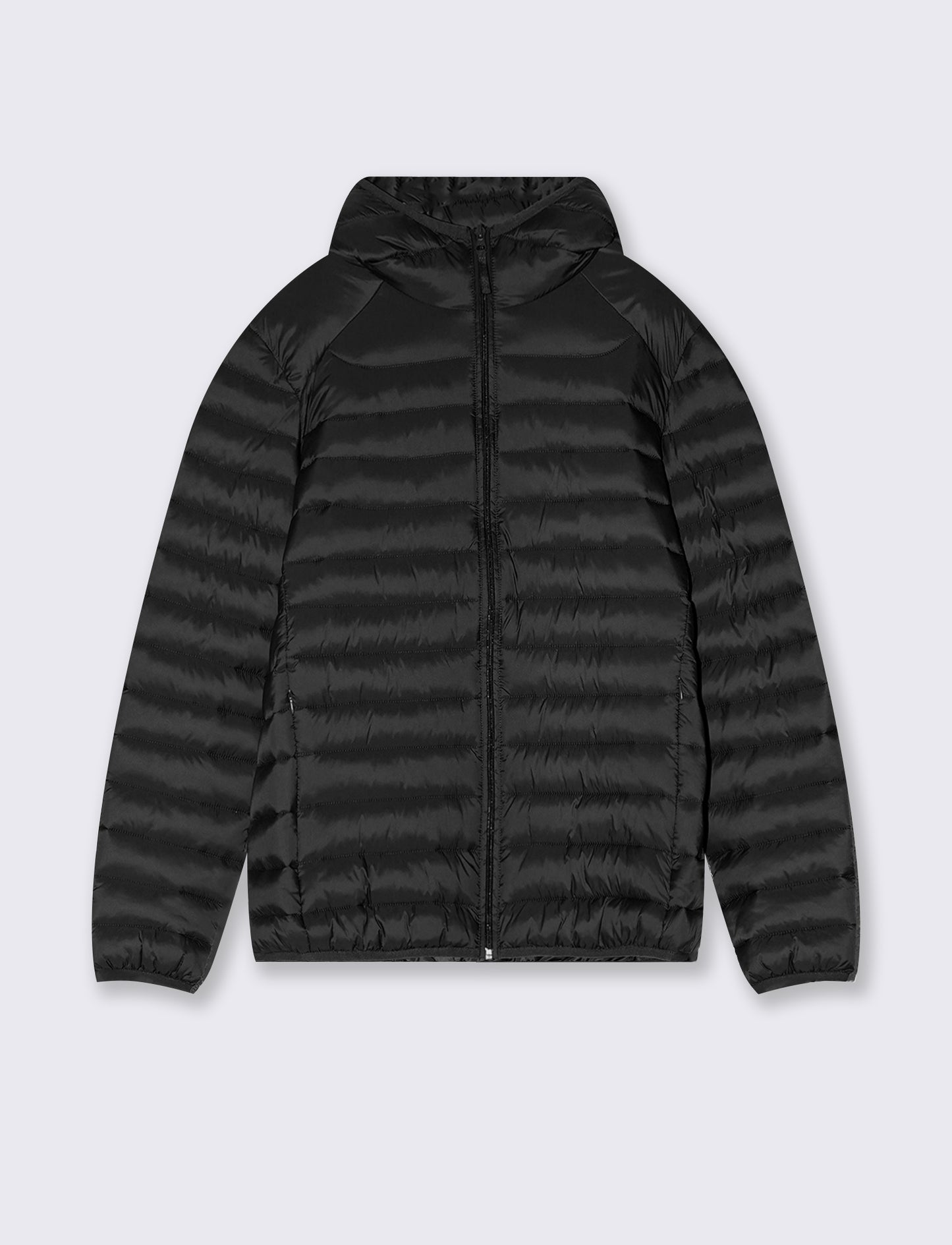 Puffer jacket with hood and zip - Black