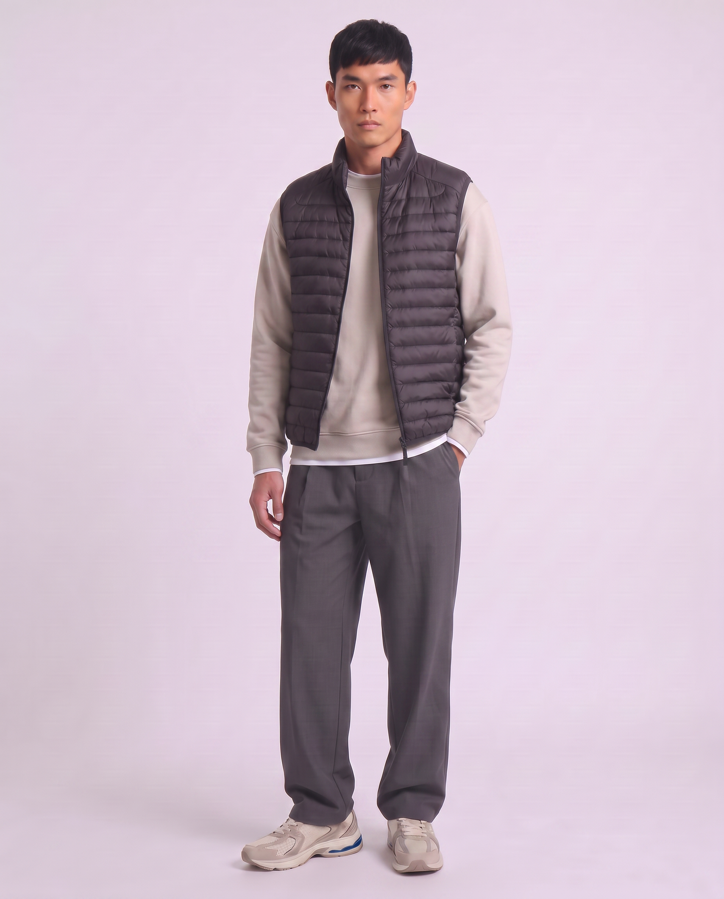 Giubbotto gilet piumino imbottito con cerniera - Nero