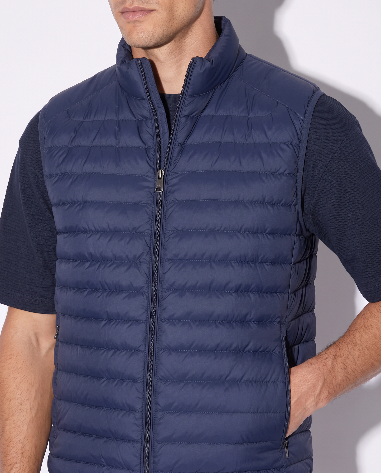 Giubbotto gilet piumino imbottito con cerniera - Blu