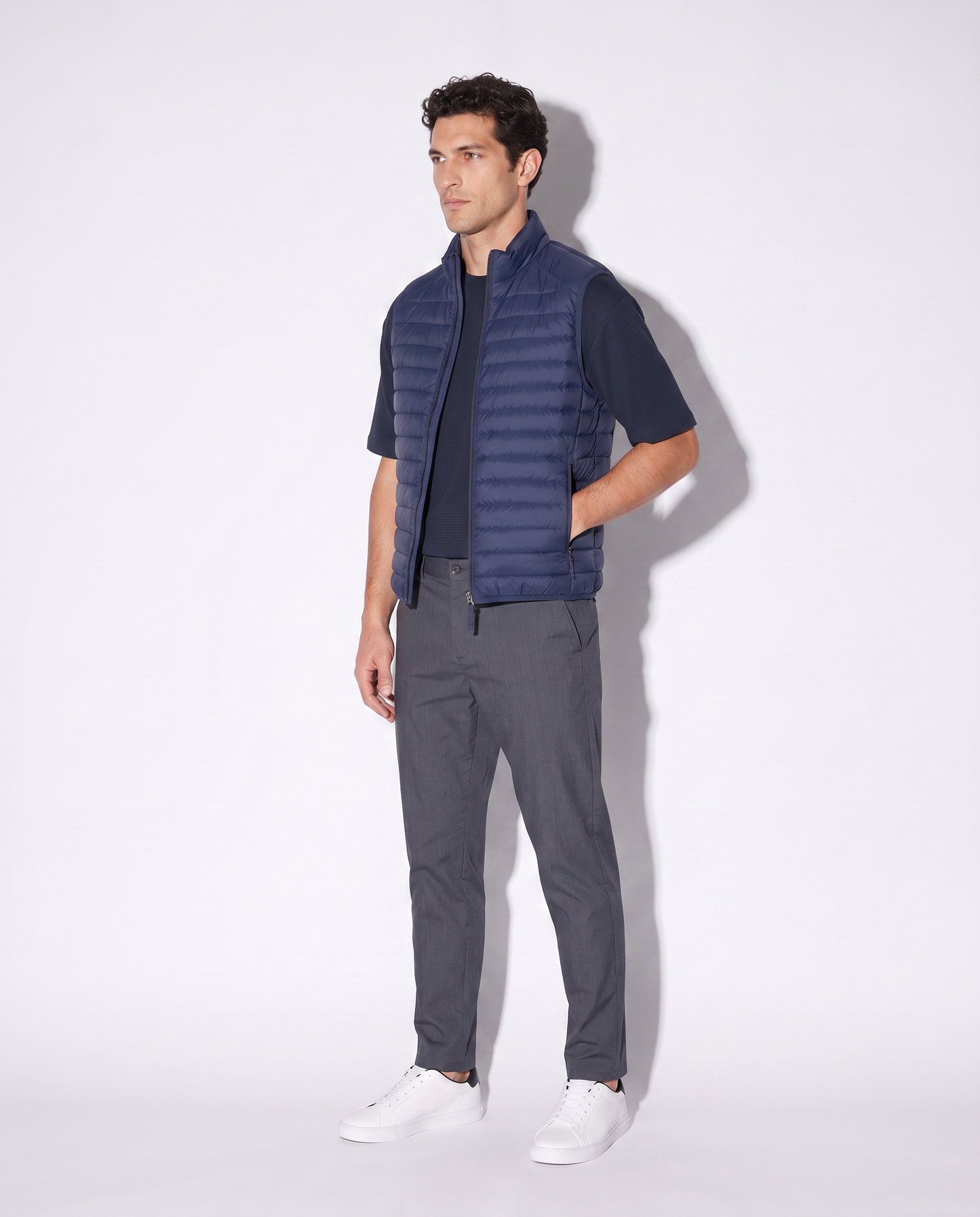 Giubbotto gilet piumino imbottito con cerniera - Blu