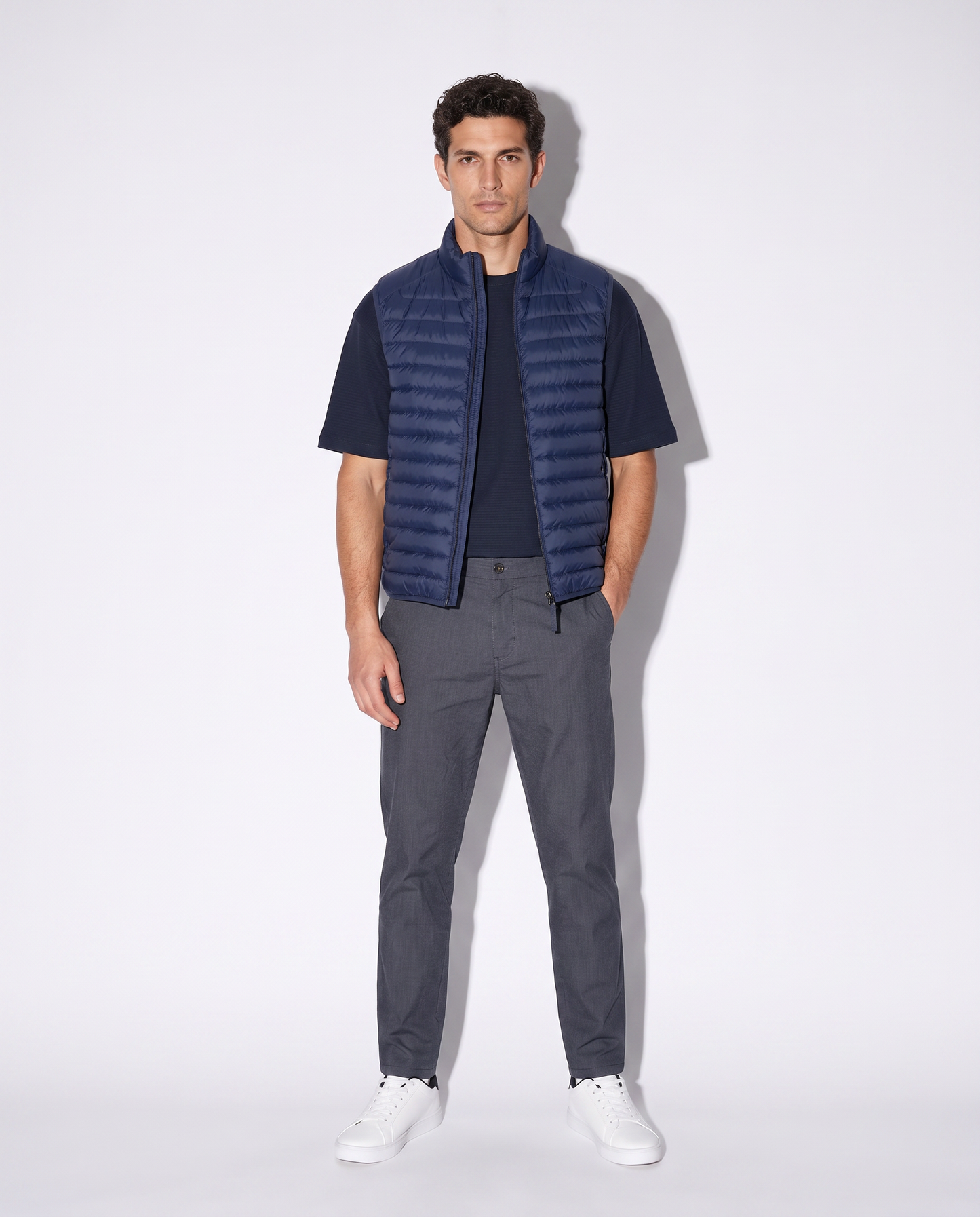 Giubbotto gilet piumino imbottito con cerniera - Blu