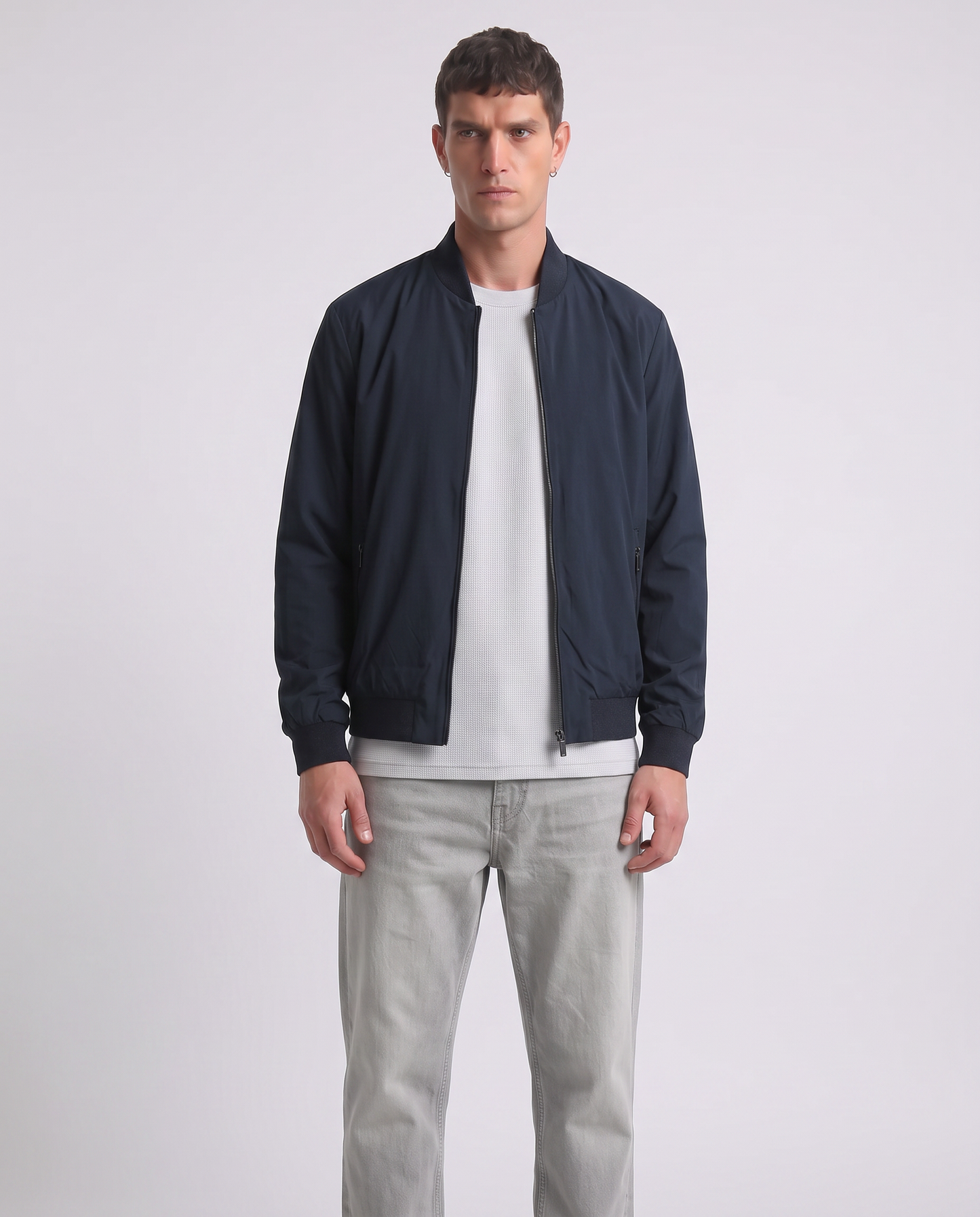 Bomber Basic in Tessuto Tecnico - Blu