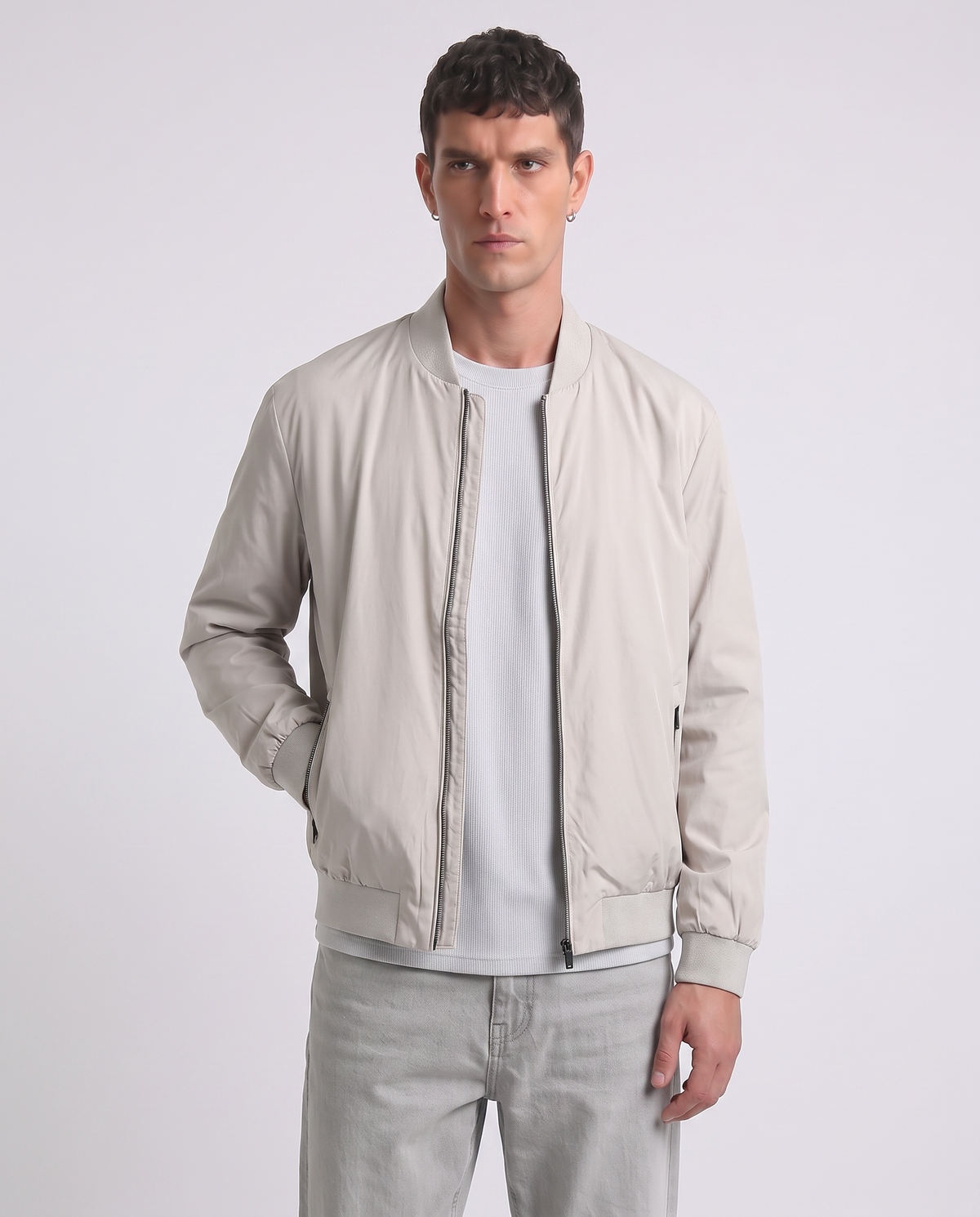 Bomber Basic in Tessuto Tecnico - Sabbia